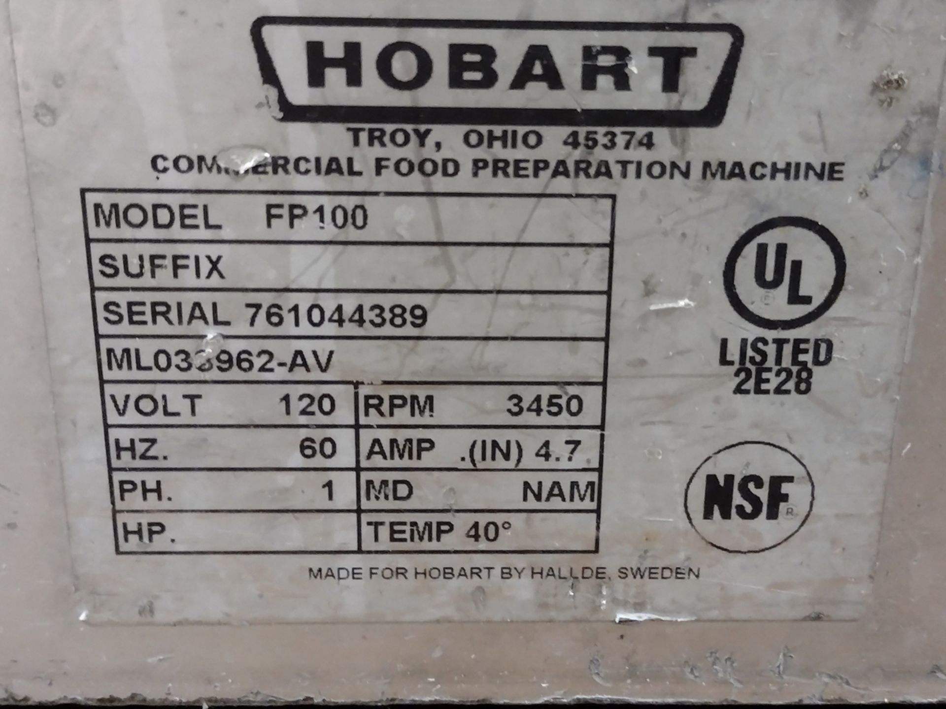 Hobart FP100 Continuous Feed Food Processor - Bild 6 aus 9
