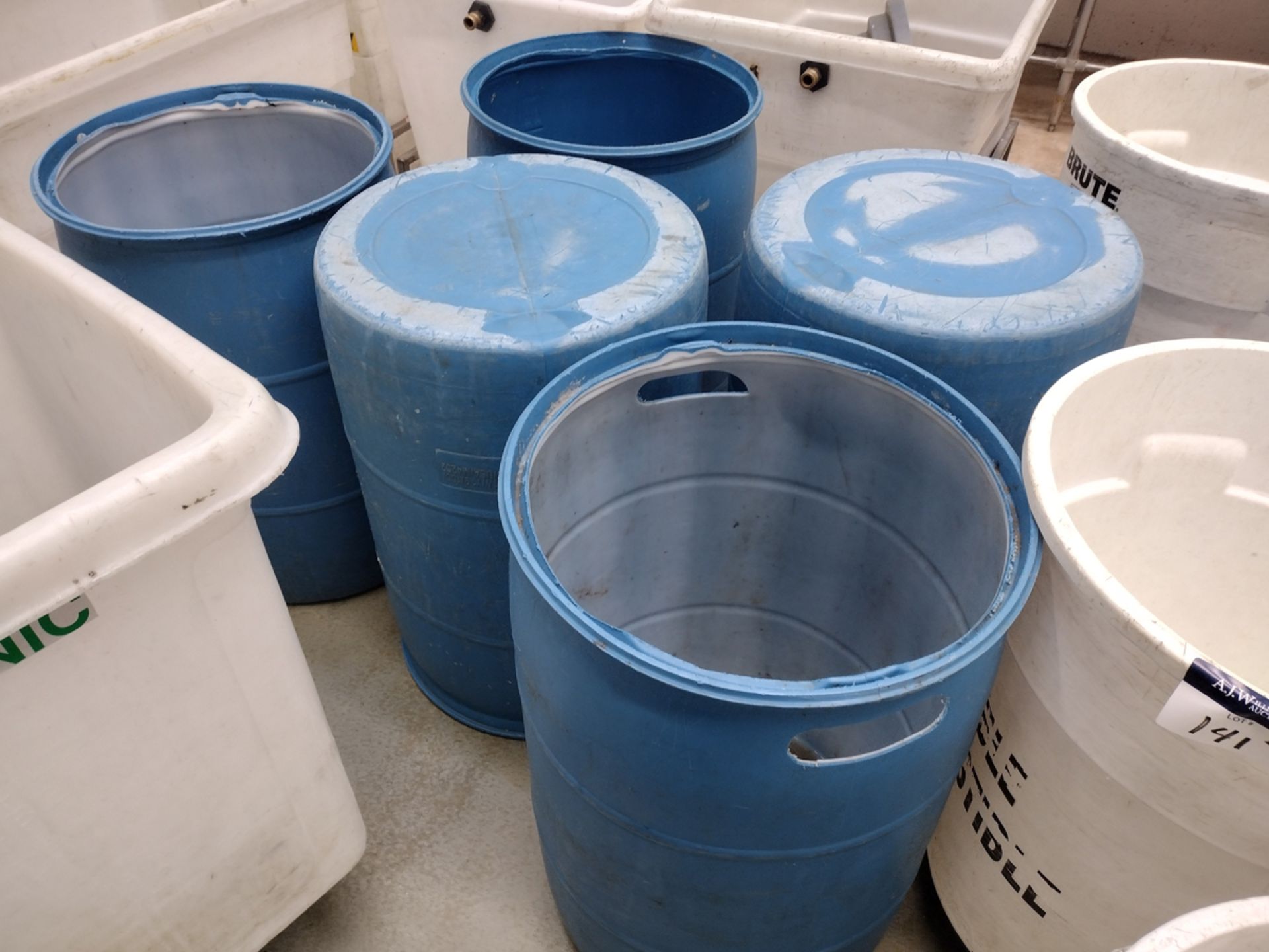 {Each} 55 Gallon Poly Storage Barrels - Image 7 of 8