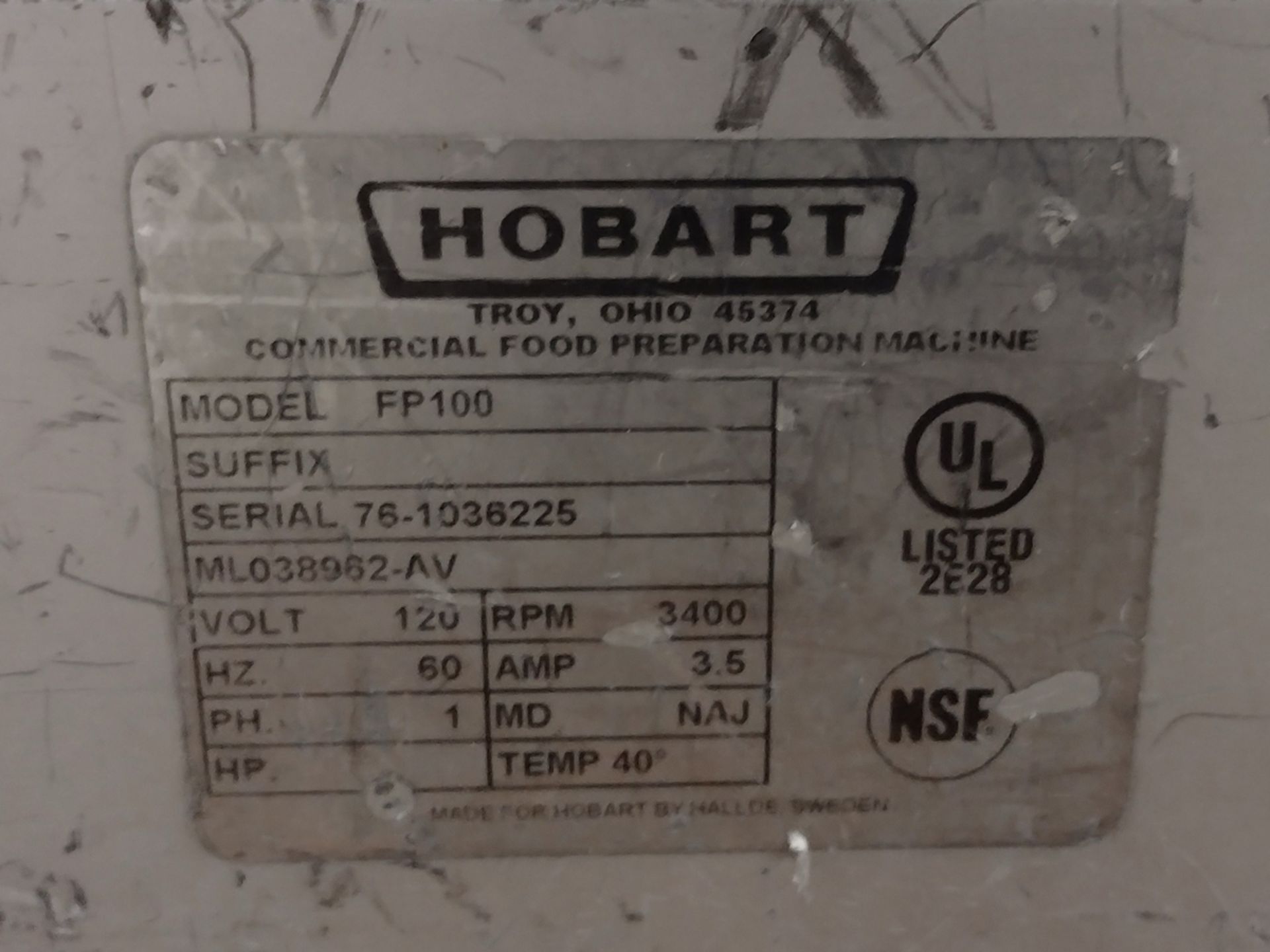 Hobart FP100 Continuous Feed Food Processor - Image 6 of 6