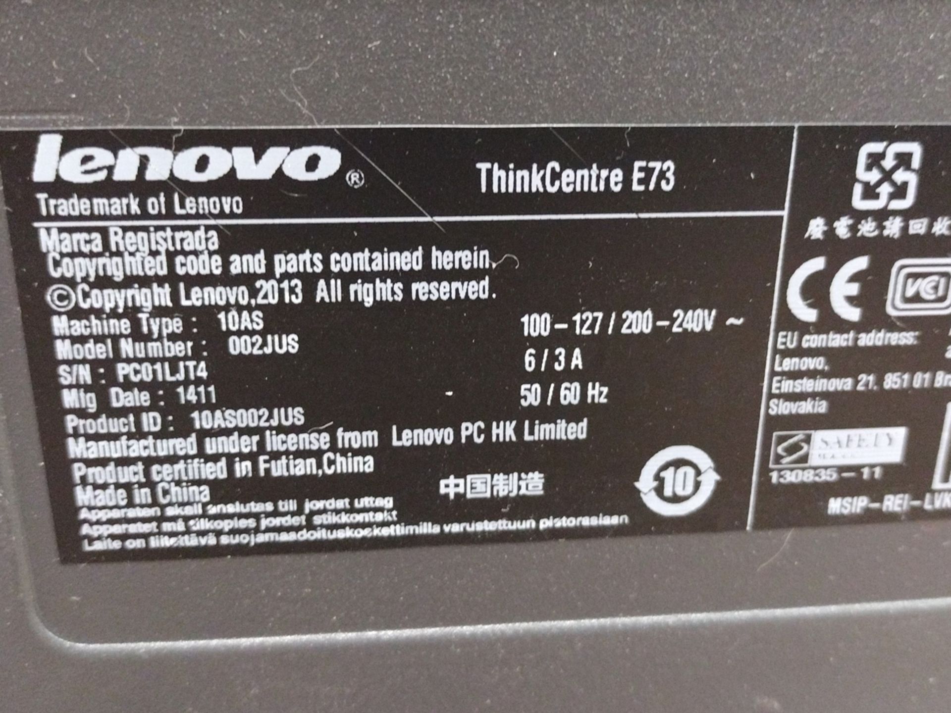 Lenovo ThinkCentre i3 PC w/ Monitor and Keyboard - Image 2 of 2