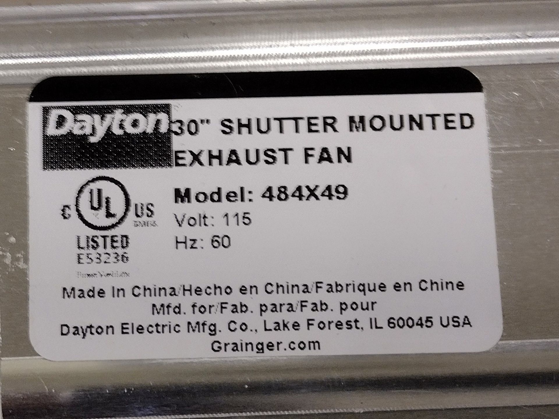 Dayton 30" Shutter Mounted Exhaust Fan (NIB) - Image 5 of 5