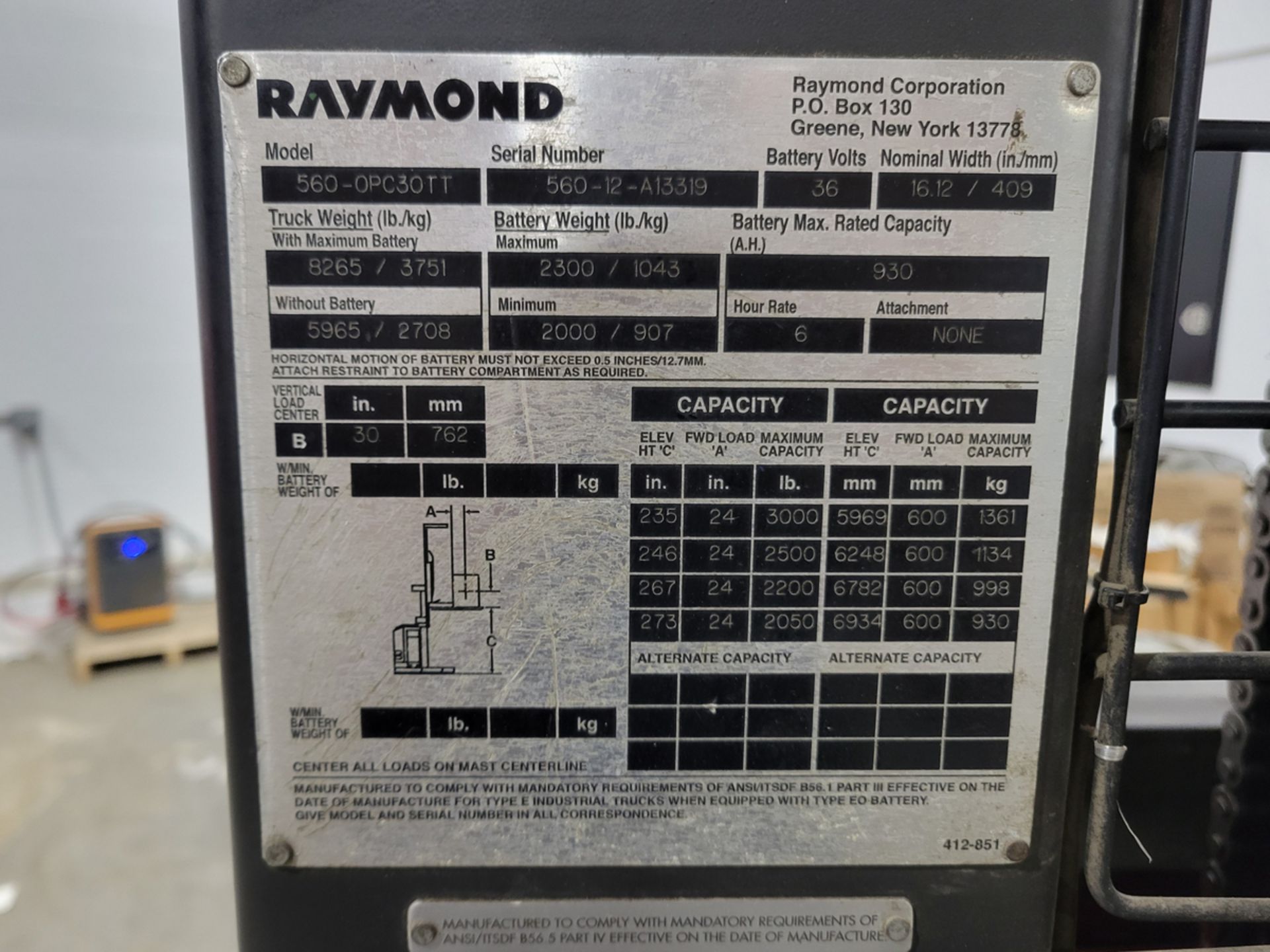 Raymond Model 560-OPC30TT Order Picker w/ Charger - Image 11 of 15