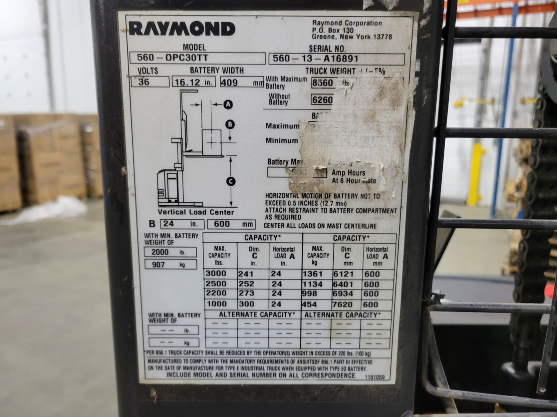 Raymond Model 560-OPC30TT Order Picker w/ Charger - Image 11 of 13