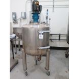 Stainless Steel Jacketed Mixing Tank w/ Mixing Motor, Rolling Stand (SOLD AS-IS - NO WARRANTY)
