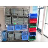 Rolling Wire Frame Shelf w/ Plastic Storage Bins (SOLD AS-IS - NO WARRANTY)