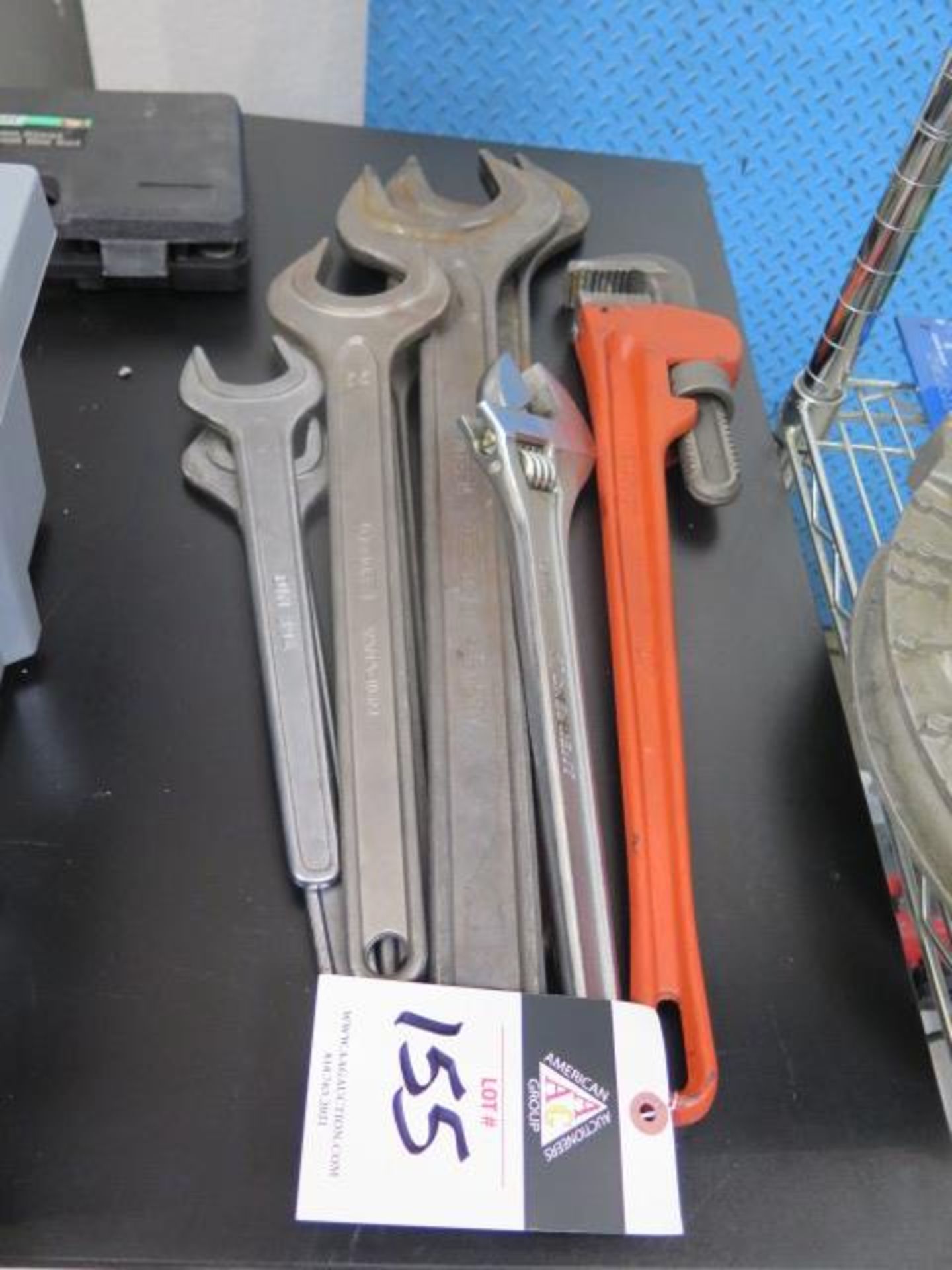 Large Wrenches and Pipe Wrench (SOLD AS-IS - NO WARRANTY)
