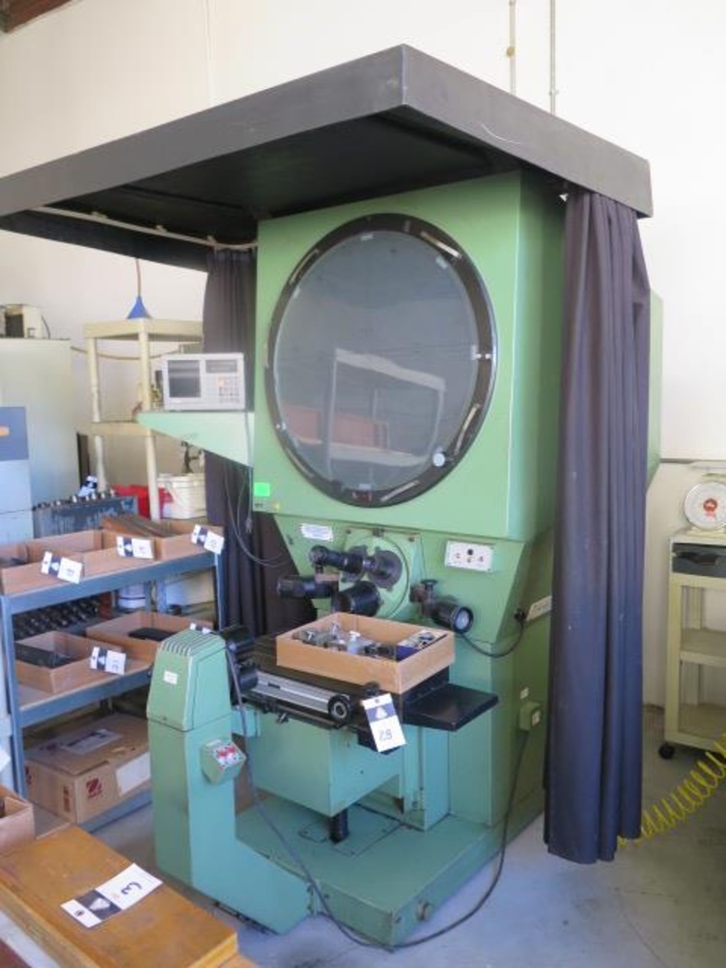 Deltronic 750H Floor Model Optical Comparator w/ Heidenhain DRO, Digital Angular Readout, SOLD AS IS