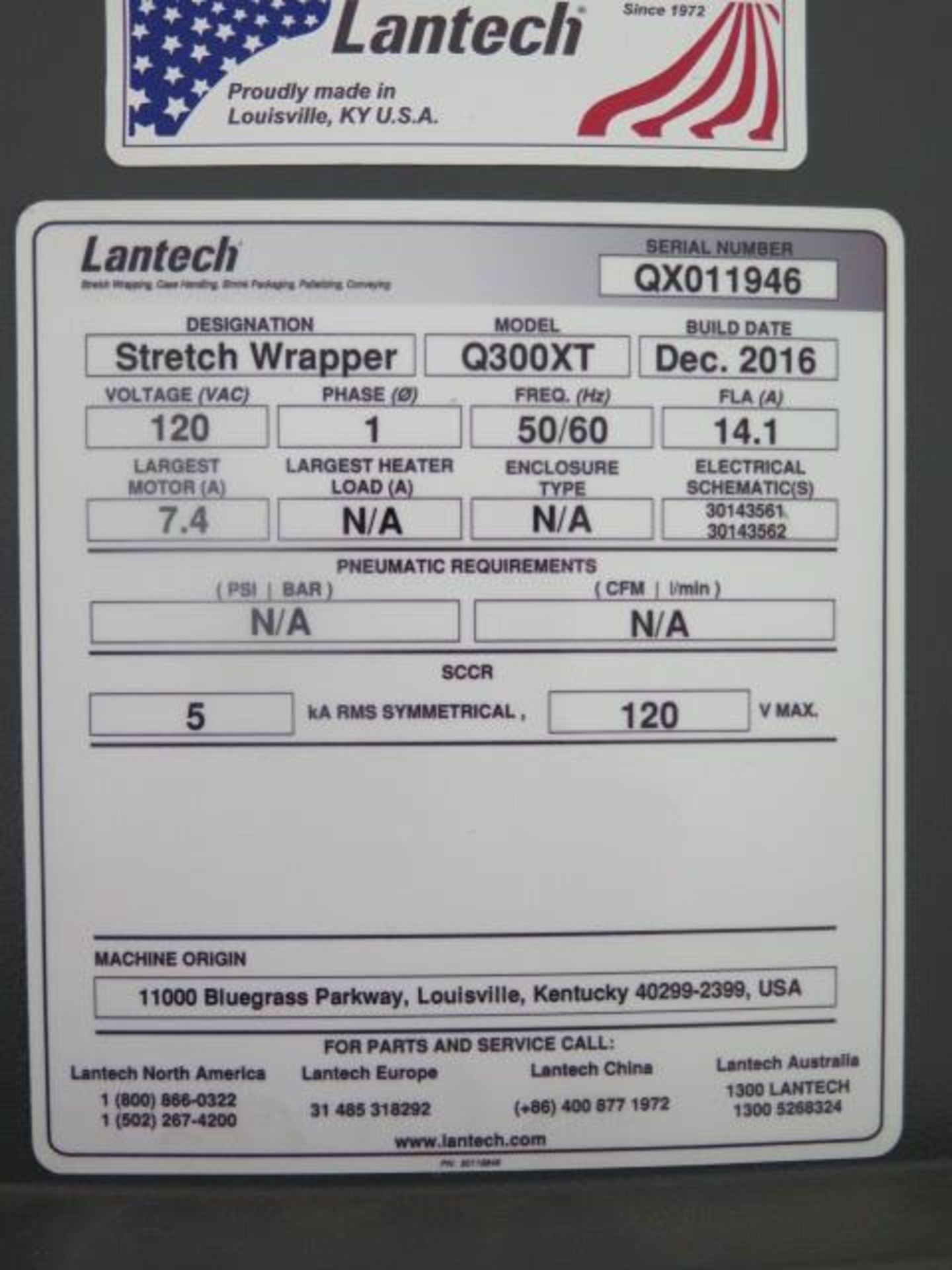 Dec/2016 Lantech Q300XT Pallet Stretch Wrapper s/n QX011946 w/ Lantech Controls, SOLD AS IS - Image 12 of 12