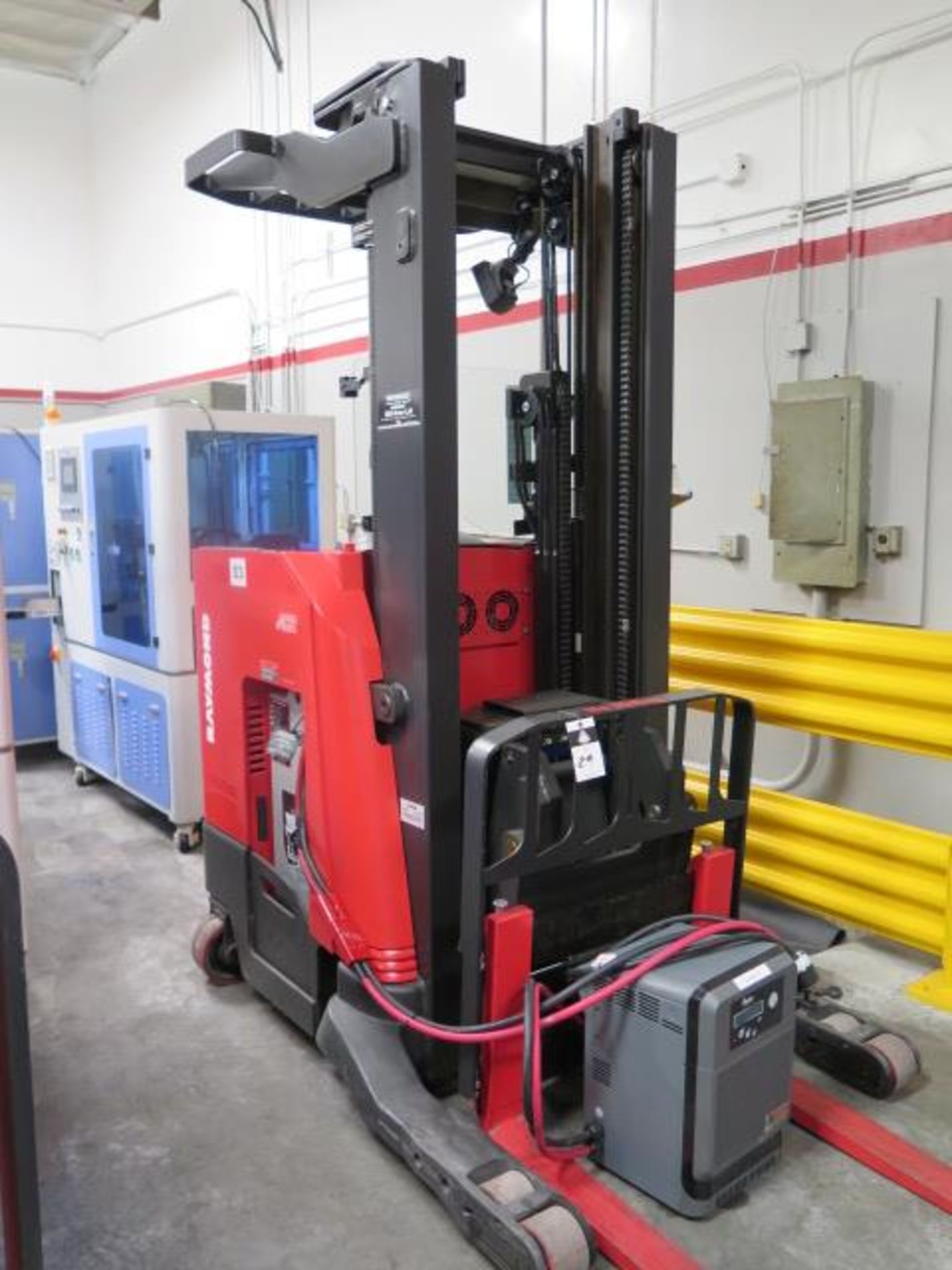 Raymond 720-R35TT 3500 Lb Cap Stand-In Reach Fork Elec Pallet Mover s/n 720-16-AC01309, SOLD AS IS