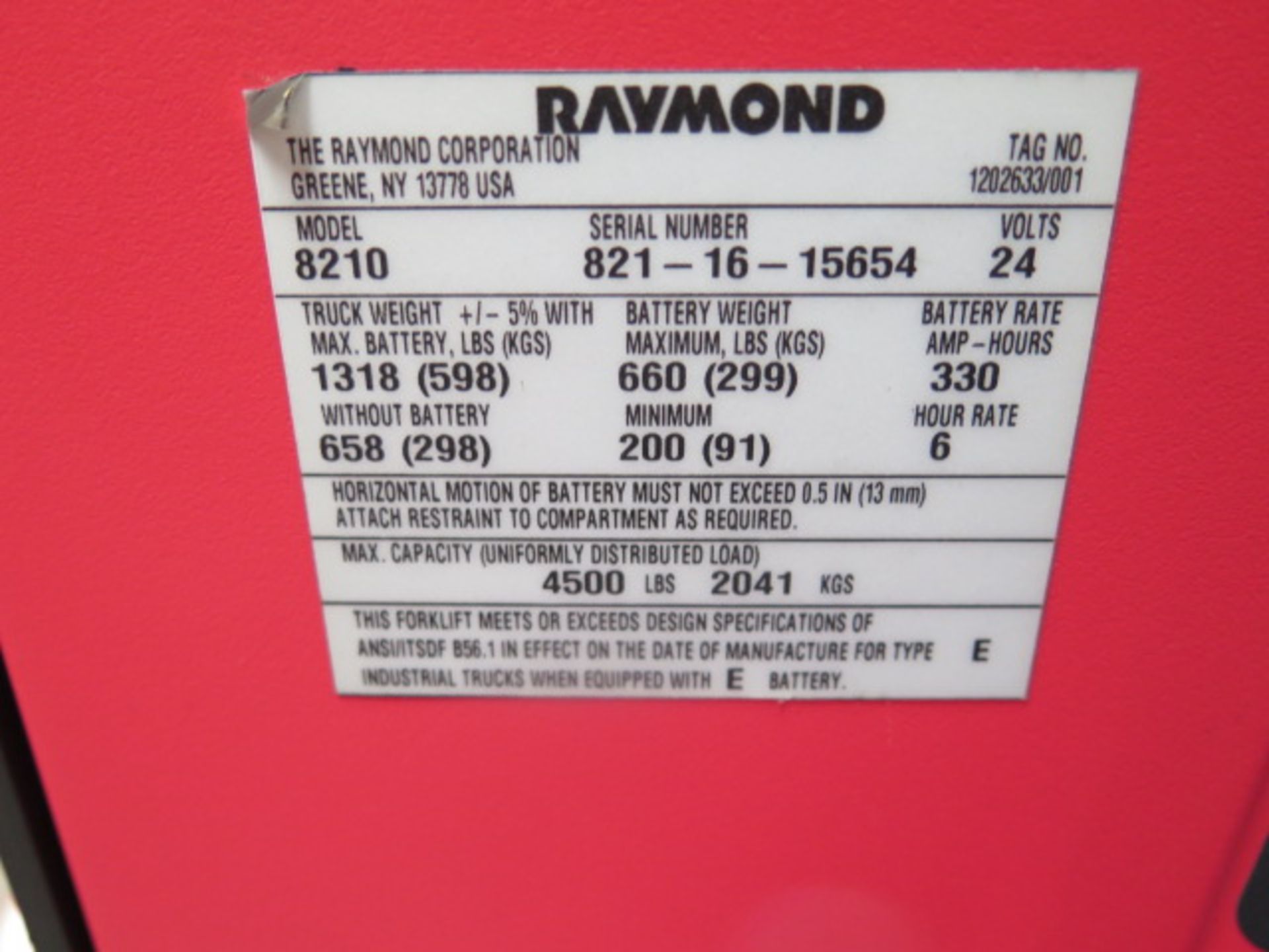 Raymond 8210 4500 Lb Cap Walk-Behind Electric Pallet Mover, w/ 24V, Built-In Charger, SOLD AS IS - Image 8 of 8