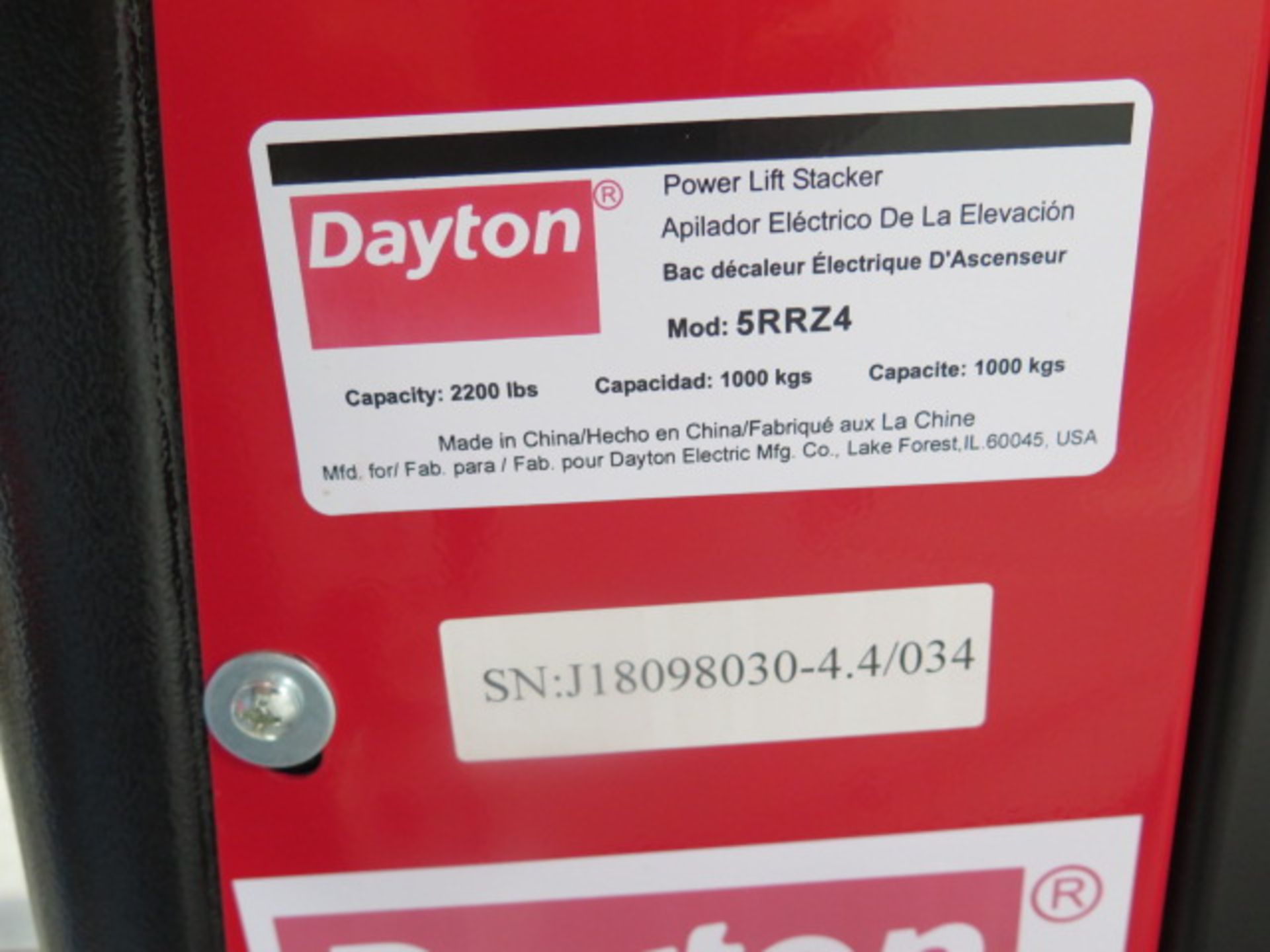 Dayton 5RRZ4 2200 Lb Cap Electric Pallet Mover s/n J18098030-4.4/034 w/ Charger SOLD AS-IS - Image 12 of 12