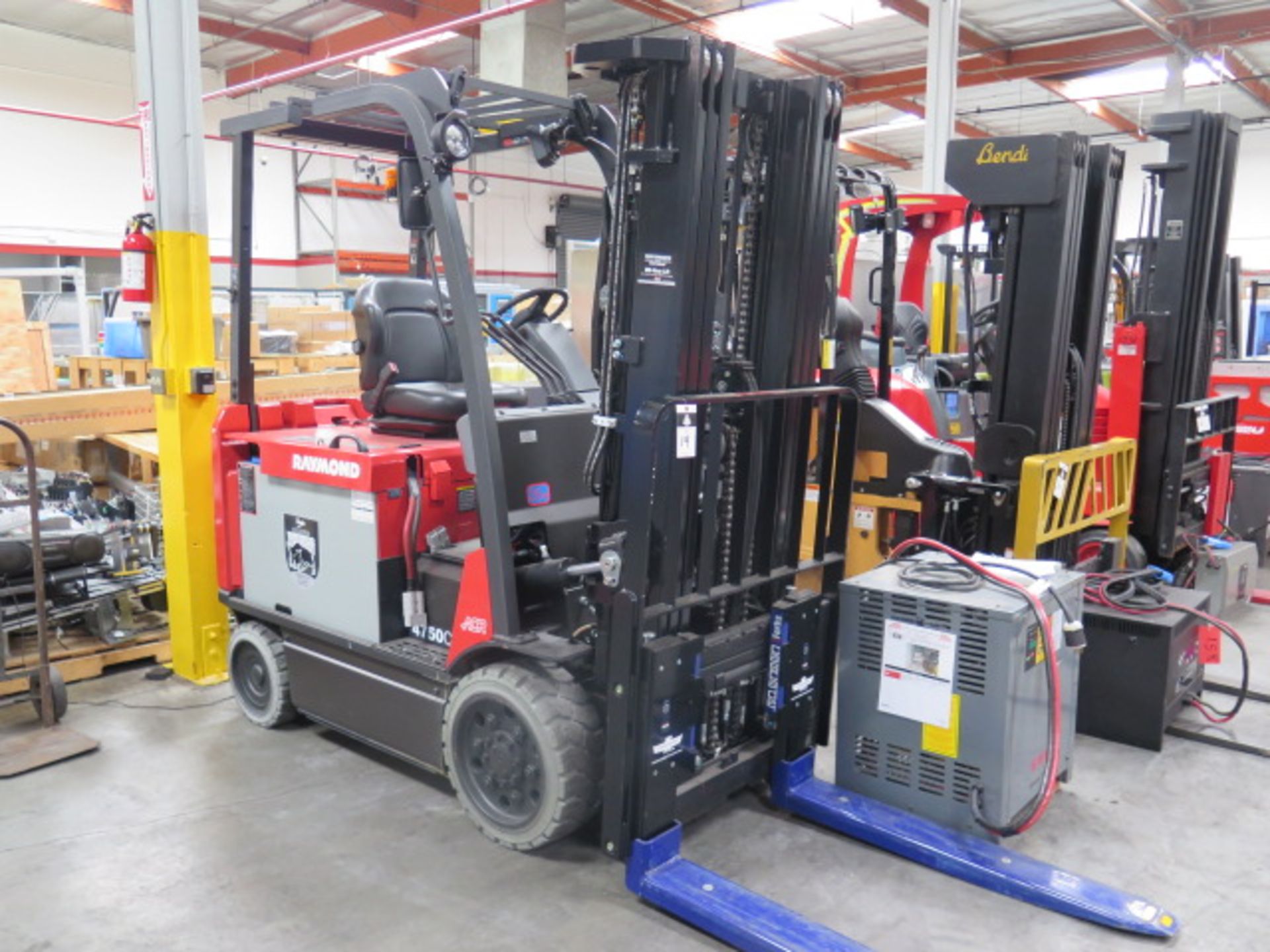 Raymond 4750C60 4750 Lb Cap Electric Forklift s/n 475-6-10129 w/ 3-Stage Mast, 187” Lift, SOLD AS IS