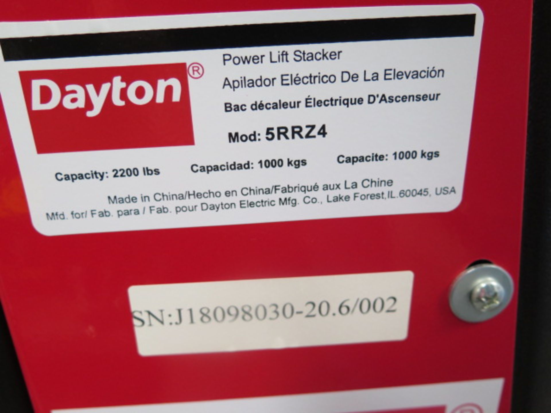 Dayton 5RRZ4 2200 Lb Cap Electric Pallet Mover s/n J18098030-20.6/002 w/ Charger (SOLD AS-IS - - Image 12 of 12