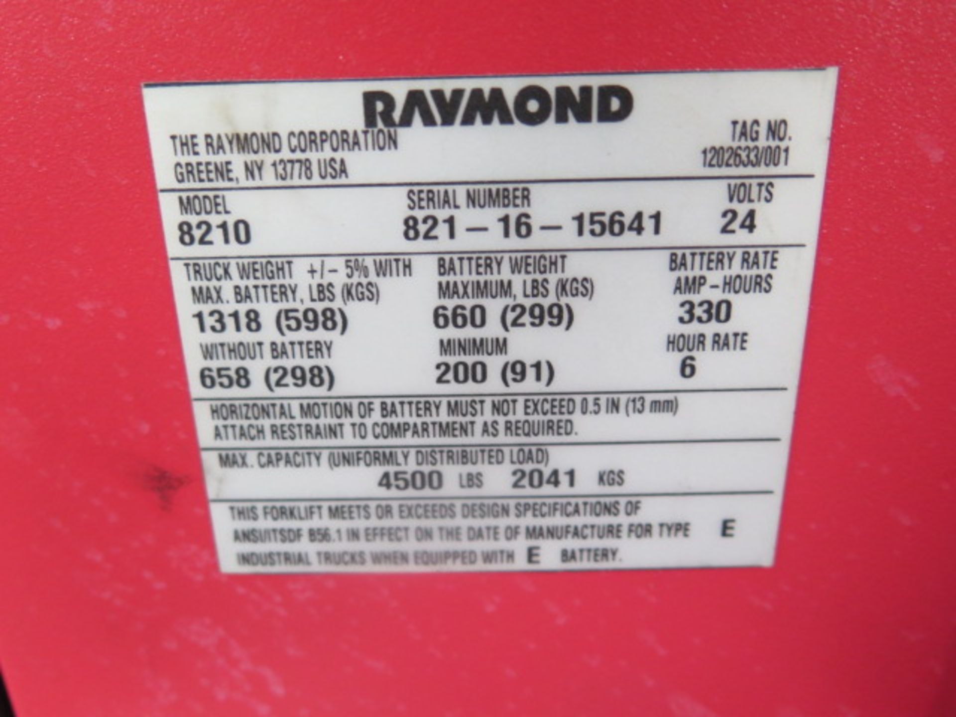 Raymond 8210 4500 Lb Cap Walk-Behind Electric Pallet Mover, w/ 24V, Built-In Charger, SOLD AS IS - Image 9 of 9