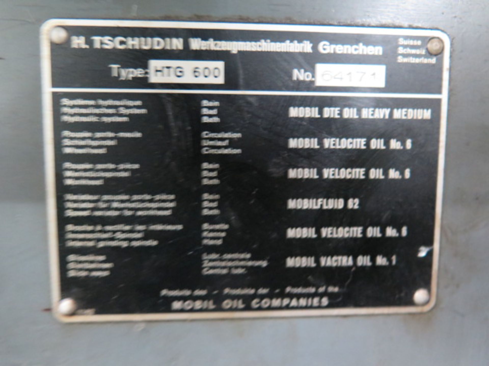 H. Tschudin HTG-600 Cylindrical Grinder s/n 64171 w/ Motorized Work Head, Tailstock, SOLD AS IS - Image 14 of 14