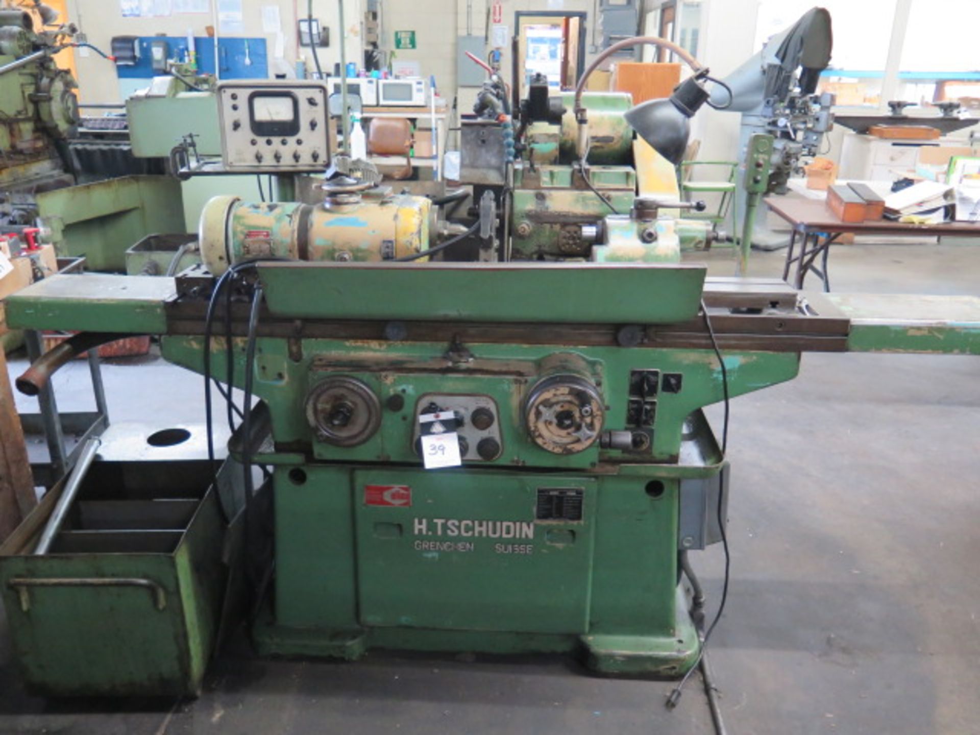 H. Tschudin HTG-600 Cylindrical Grinder s/n 68276 w/ Motorized Work Head, Tailstock, SOLD AS IS