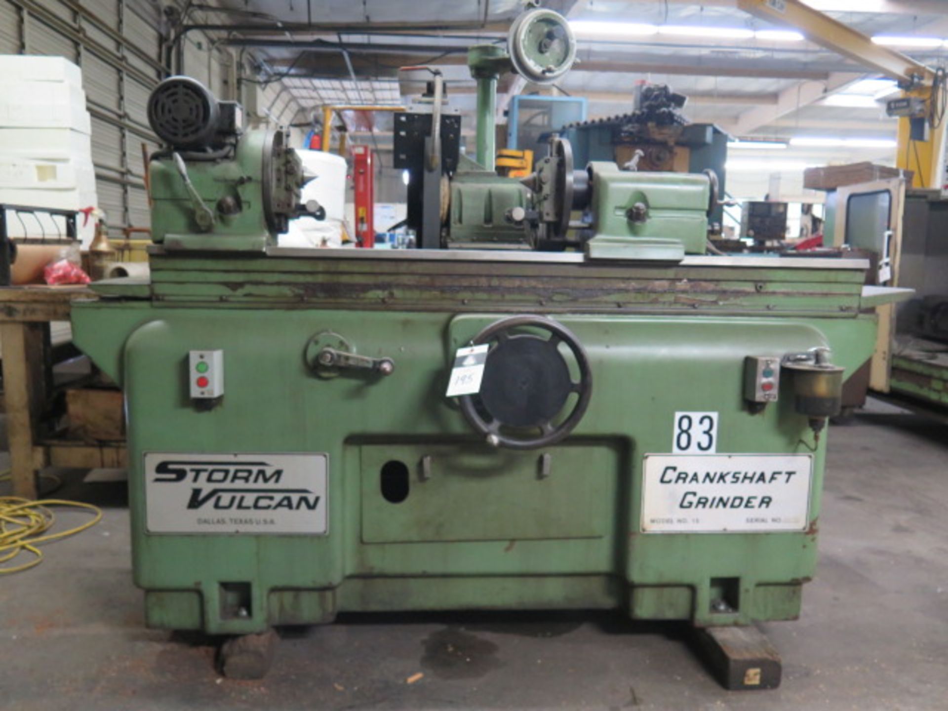 Storm Vulcan mdl. 15 Cam Shaft Grinder s/n 800-76 w/ Motorized Work Head, Tailstock, SOLD AS IS