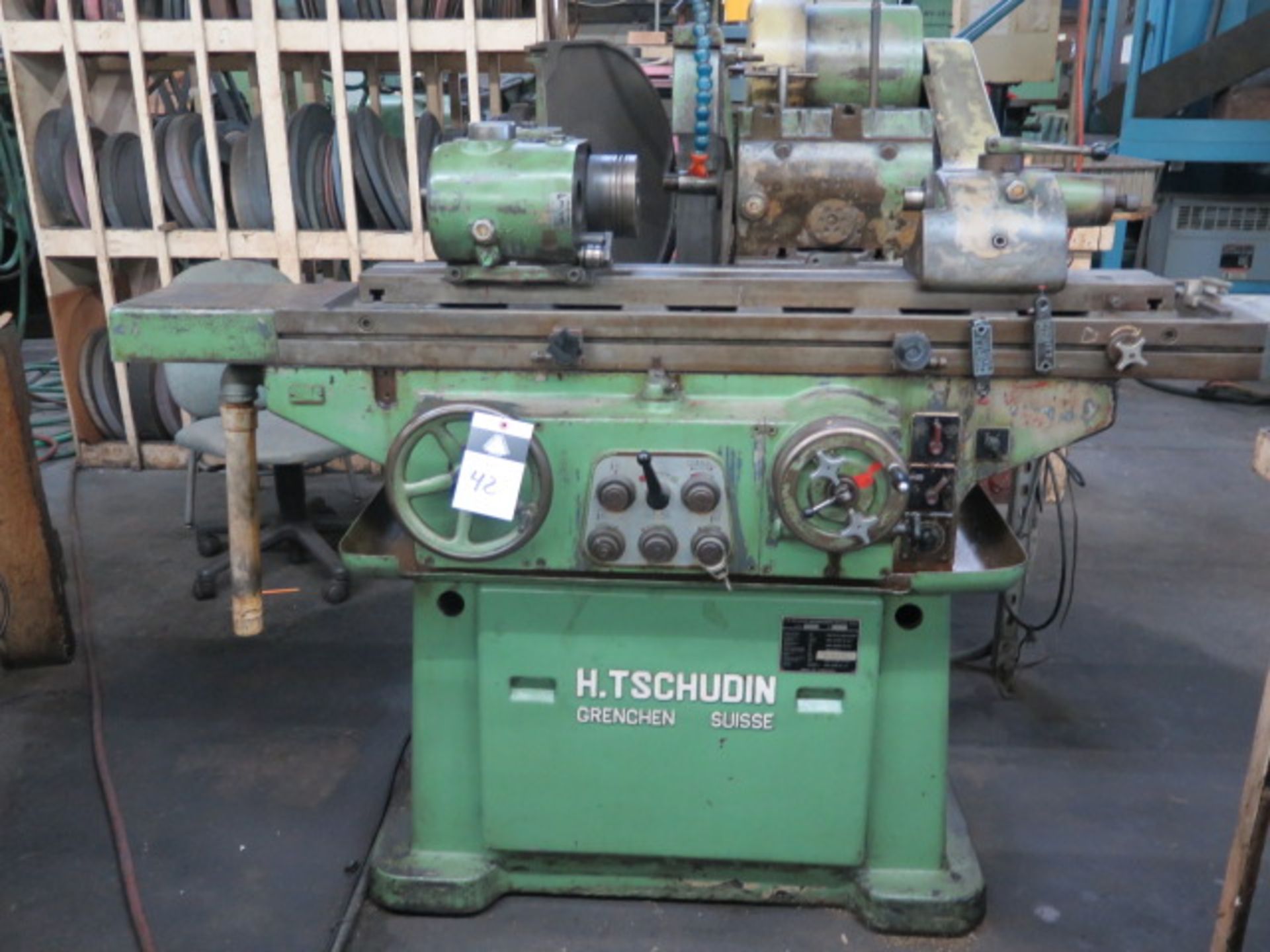 H. Tschudin HTG-400 Cylindrical Grinder s/n 681123 w/ Work Head (MOTOR REMOVED), SOLD AS IS