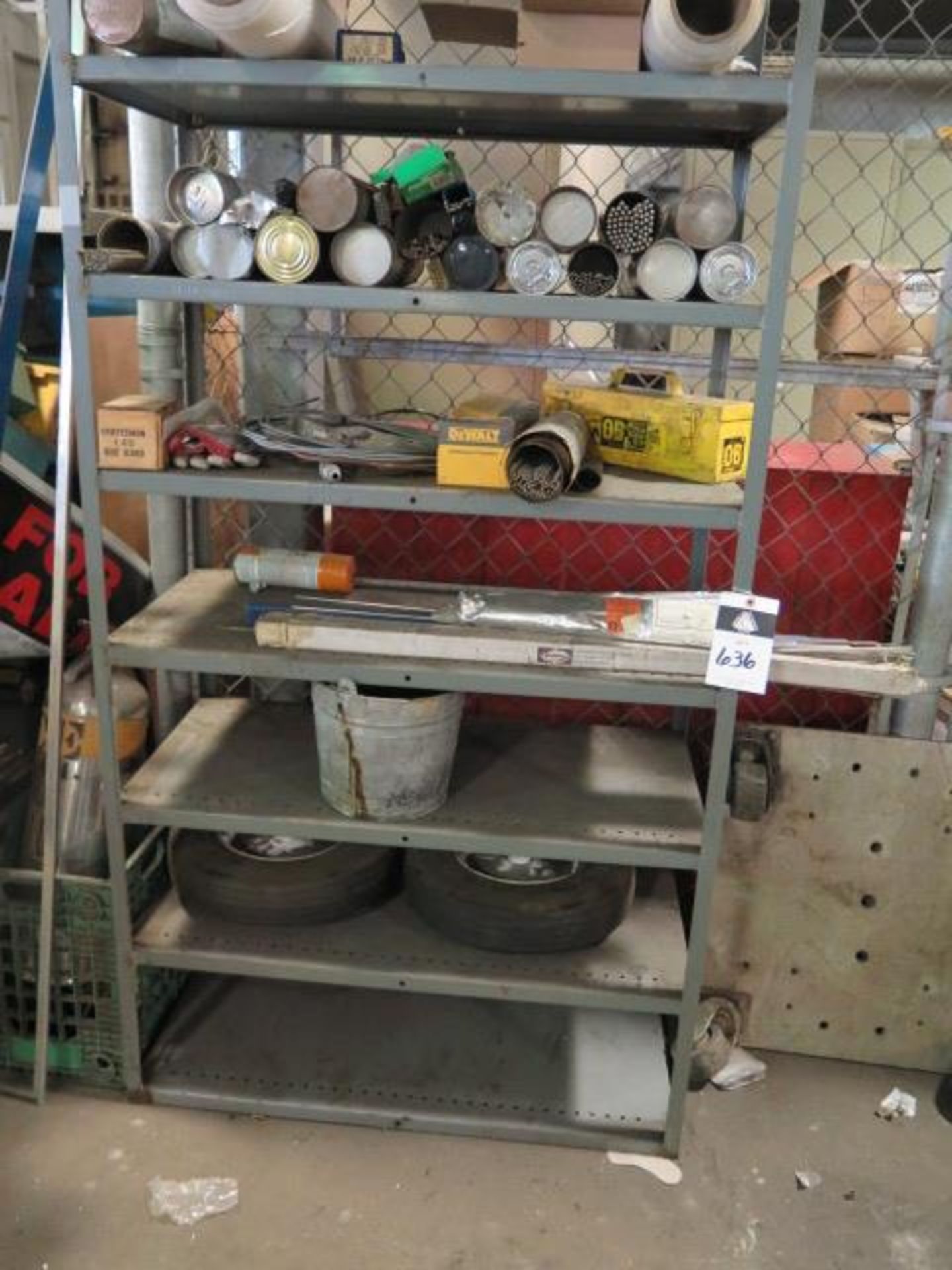 Shelf w/ Welding Supplies and Misc (SOLD AS -IS - NO WARANTY)