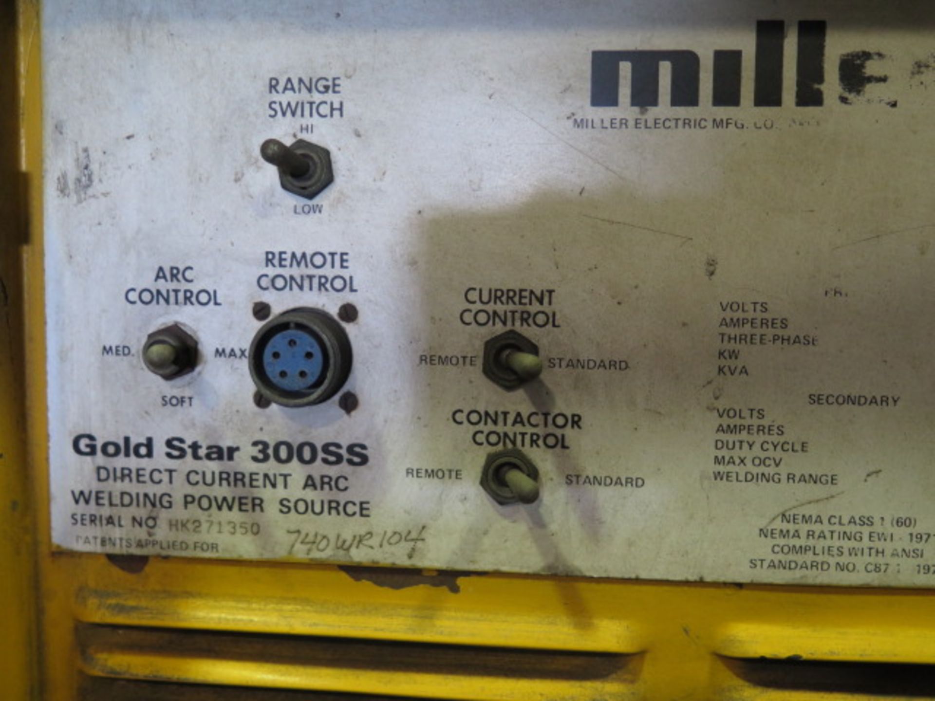 Miller Goldstar 300SS DC Arc Welding Power Source (SOLD AS-IS - NO WARRANTY) - Image 4 of 6