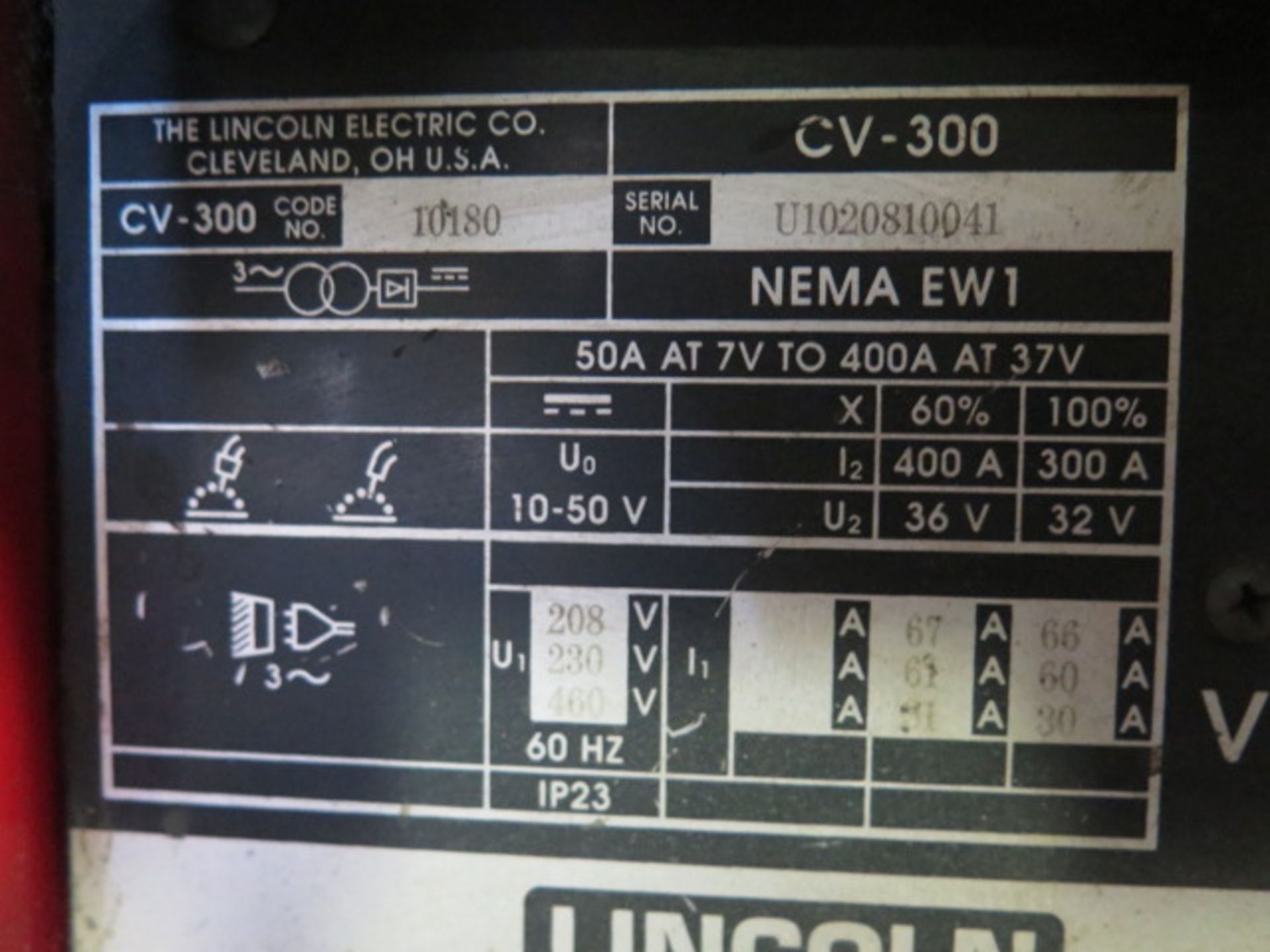 Lincoln CV-300 Arc Welding Power Source w/ Lincoln LN-7 Wire Feed (SOLD AS-IS - NO WARRANTY) - Image 7 of 7