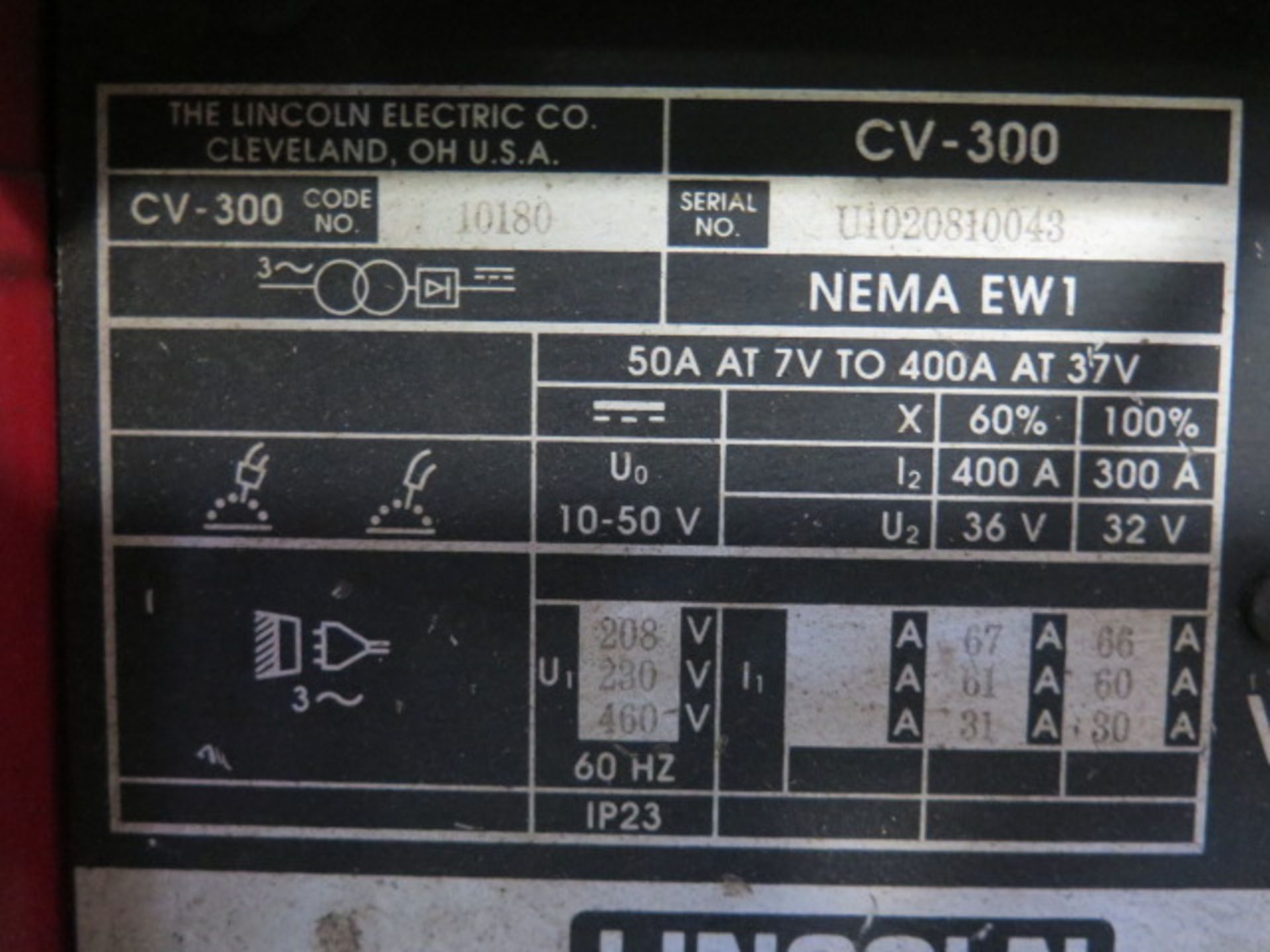 Lincoln CV-300 Arc Welding Power Source w/ Lincoln LN-7 Wire Feed (SOLD AS-IS - NO WARRANTY) - Image 12 of 12