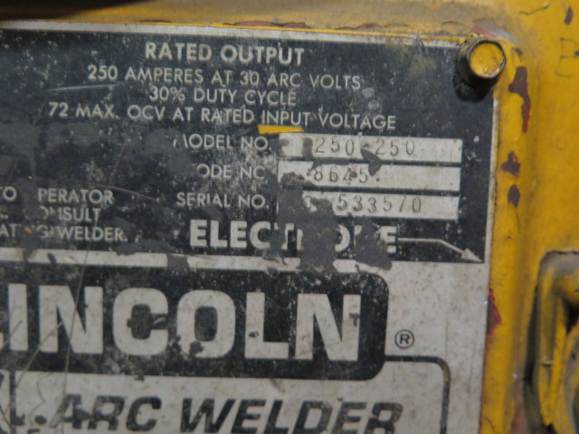 Lincoln Idealarc 250 Arc Welding Power Source (SOLD AS-IS - NO WARRANTY) - Image 10 of 10