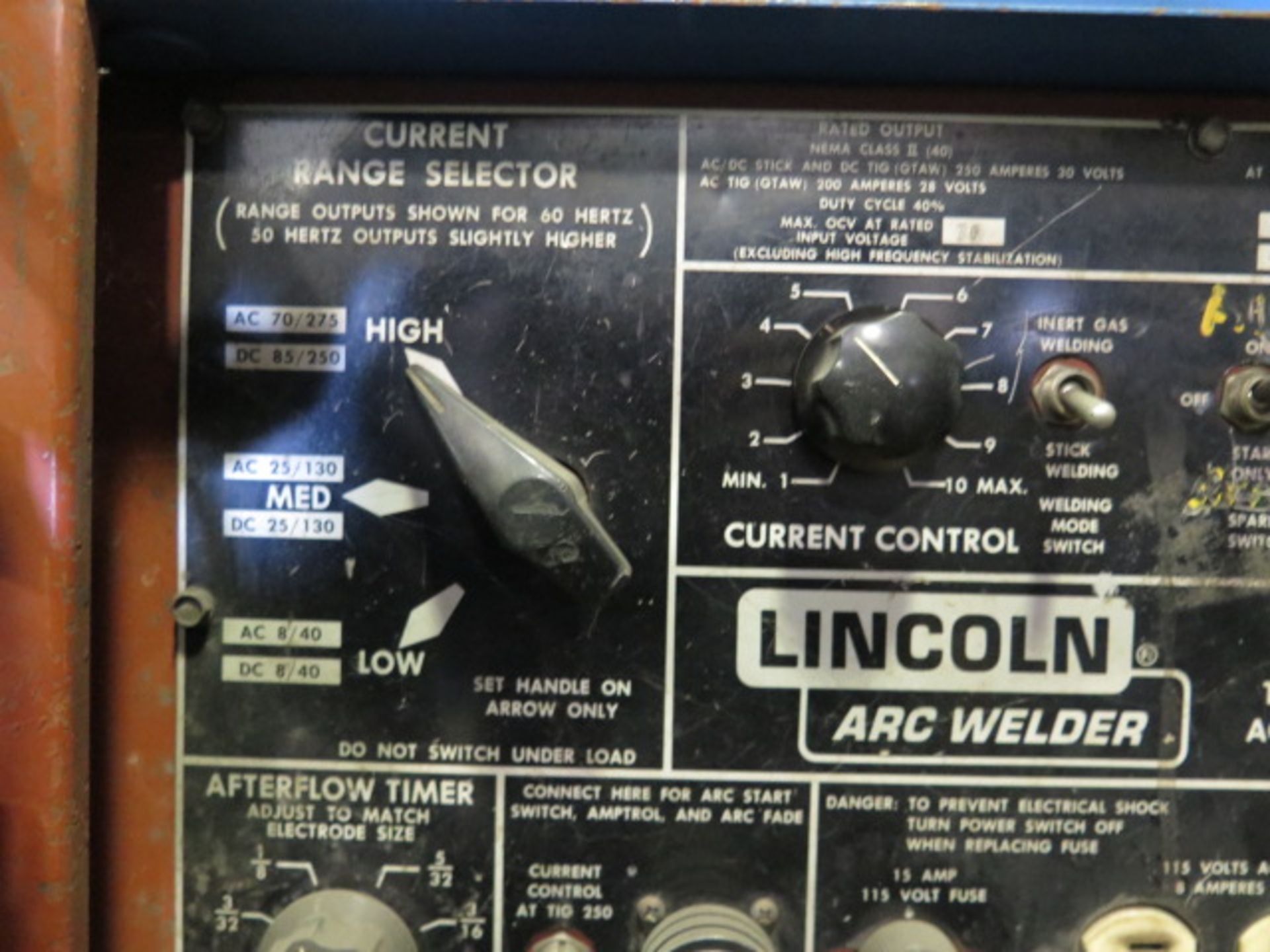 Lincoln Idealarc TIG 250/250 Arc Welding Power Source w/ Bernard Cooler (SOLD AS-IS - NO WARRANTY) - Image 4 of 10
