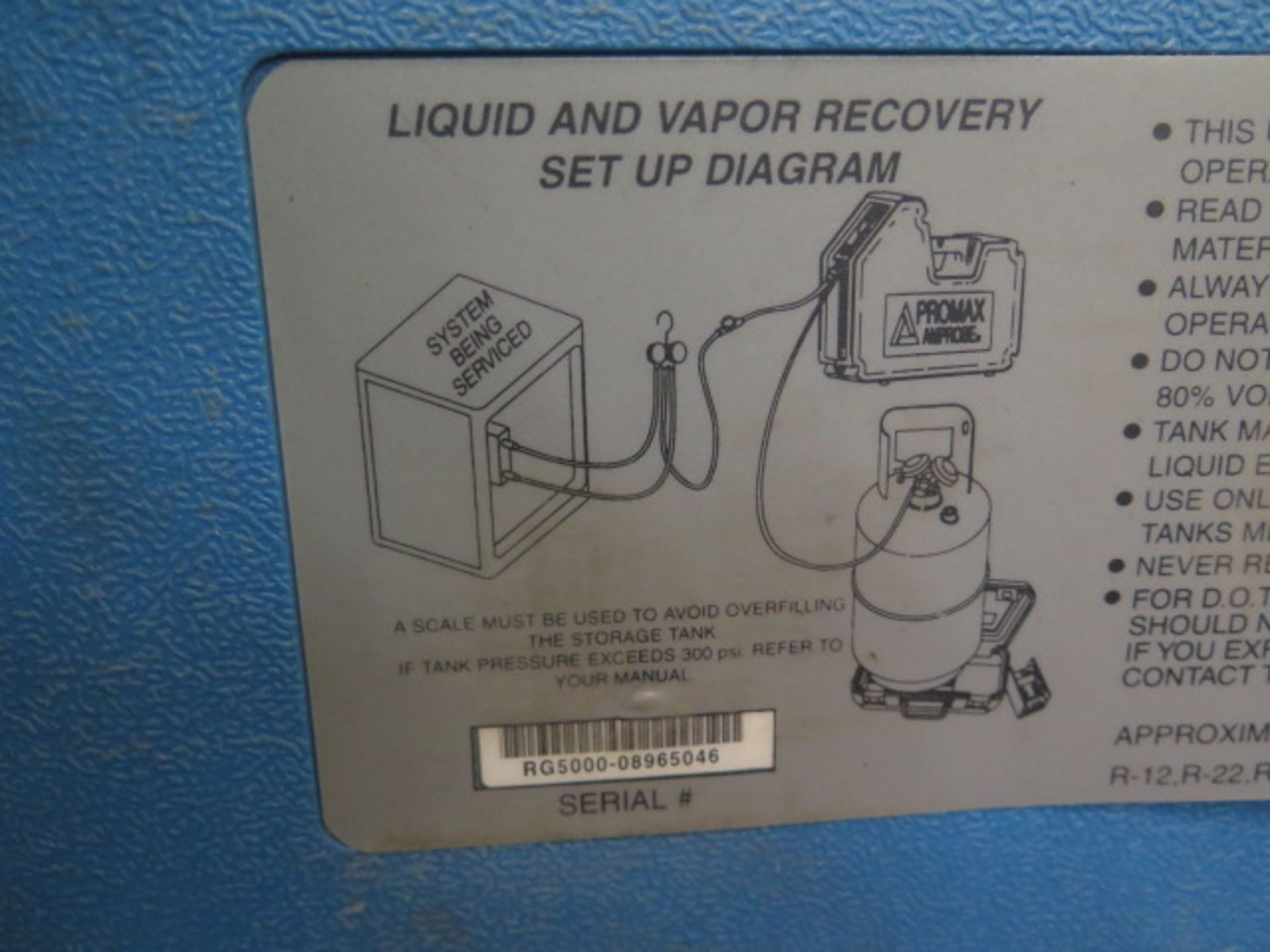 Promax RG5000 Refrigerant Recovery Unit (SOLD AS-IS - NO WARRANTY) - Image 8 of 8