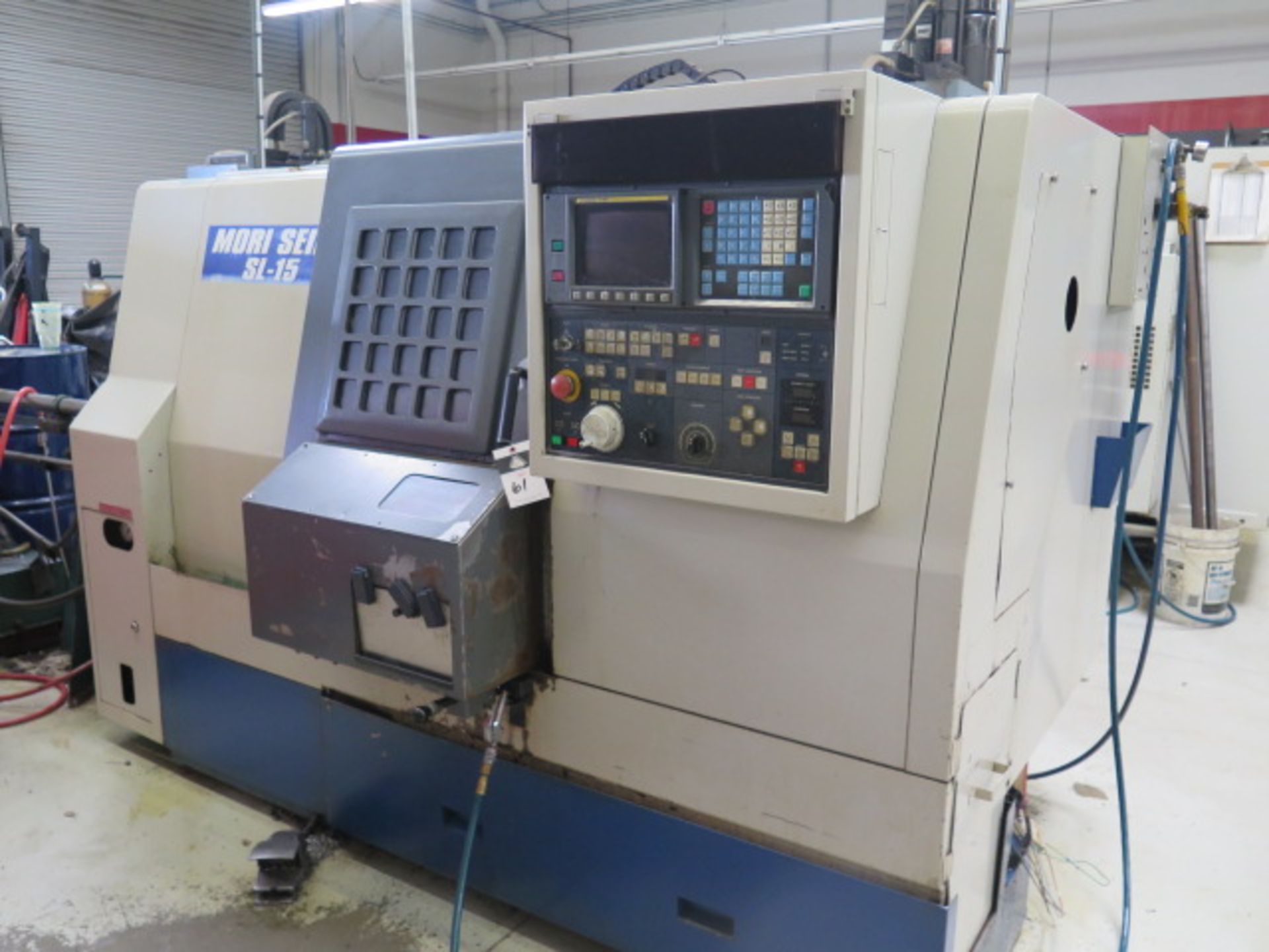 Mori Seiki SL-15 CNC Turning Center s/n 1047 w/ Fanuc MORIC-T4F Controls, Tool Presetter, SOLD AS IS - Bild 3 aus 14