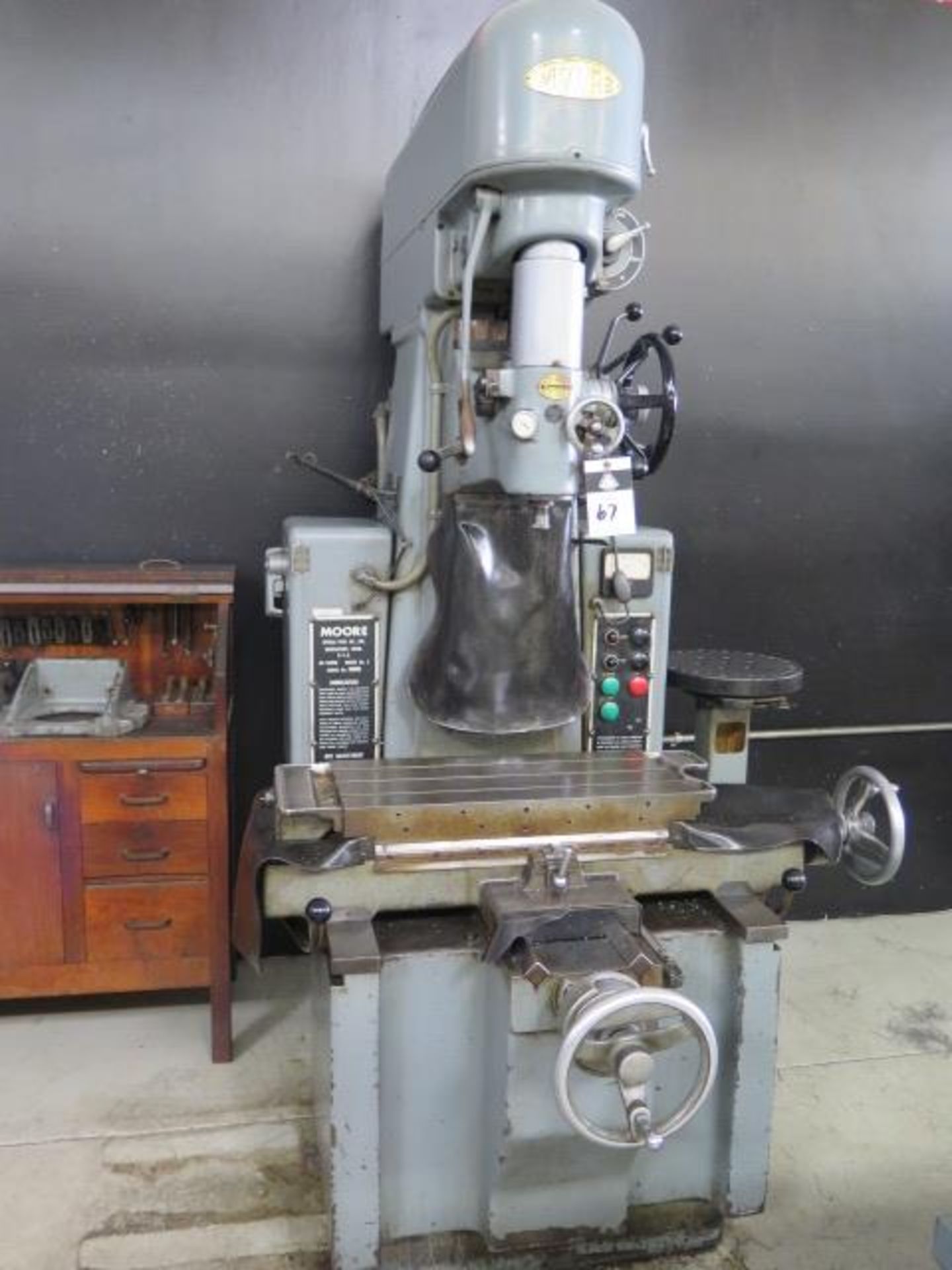 Moore No. 3 Jig Boring Machine s/n B832 w/ 2500 RPM, Moore Taper Spindle, Power Feeds, SOLD AS IS