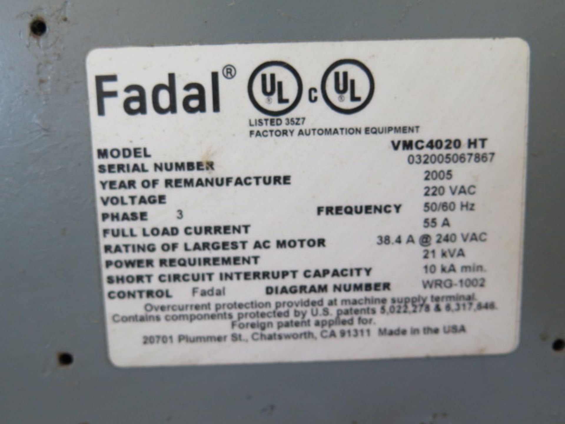 2005 Fadal VMC 4020HT CNC VMC s/n 032005067867 w/ Fadal CNC88HS Controls, SOLD AS IS - Image 13 of 13