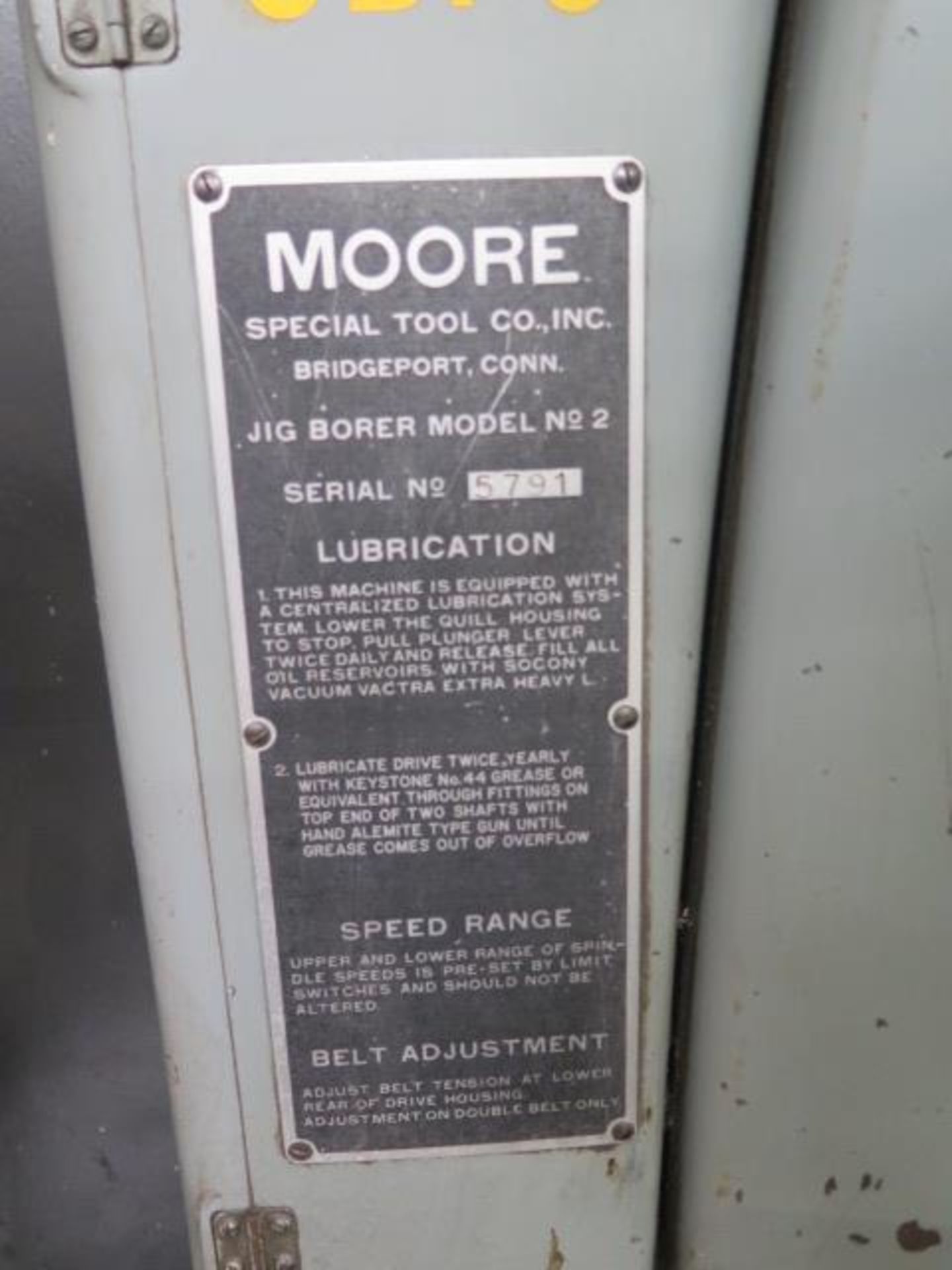 Moore No. 2 Jig Boring Machine s/n 5791 w/ 2500 RPM, Moore Taper Spindle, Power Feed, SOLD AS IS - Bild 11 aus 12