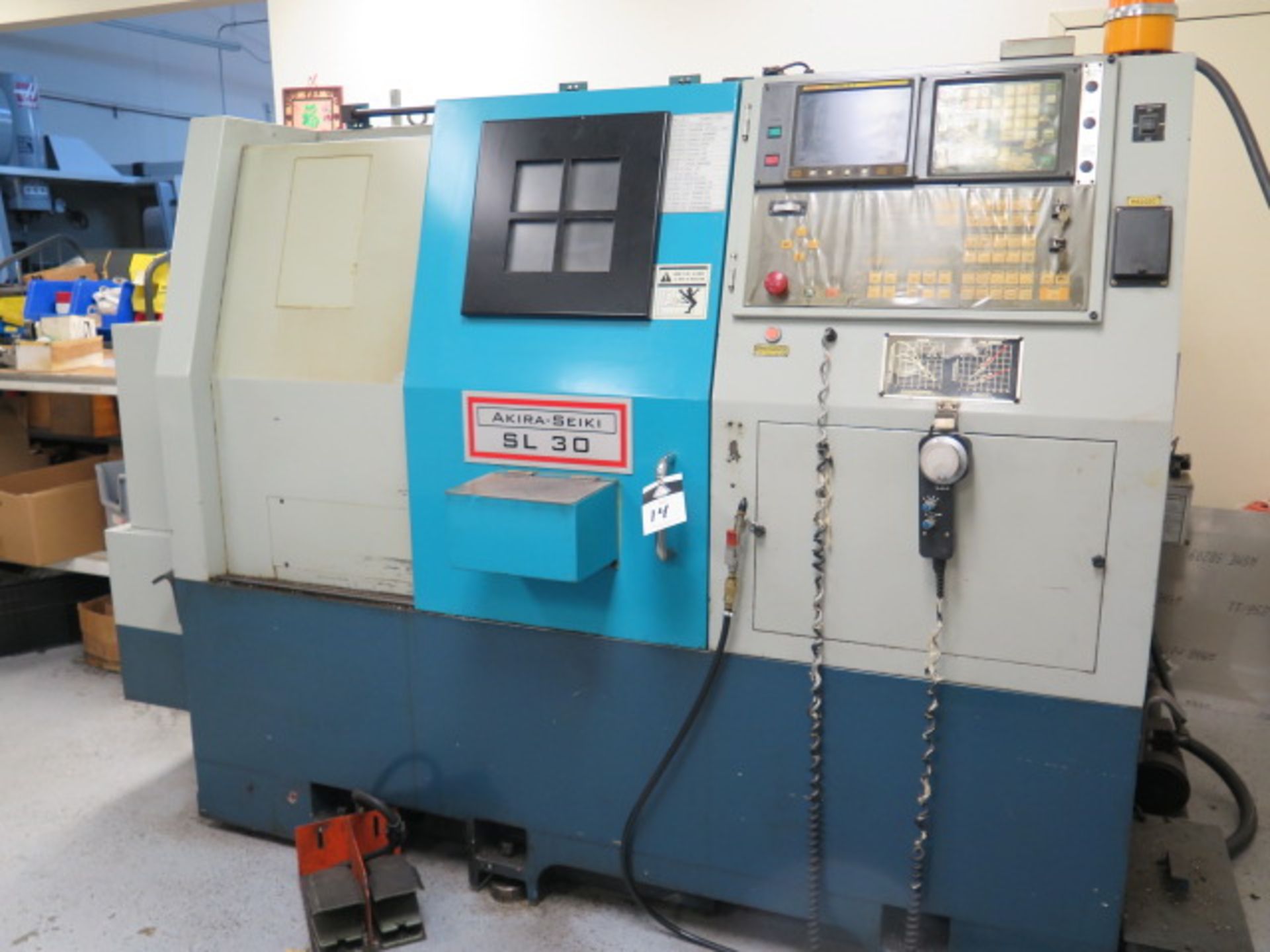 1999 Akira Seiki SL30 CNC Turning Center s/n 99TD105-056 w/ Fanuc Series 0-T Controls, SOLD AS IS