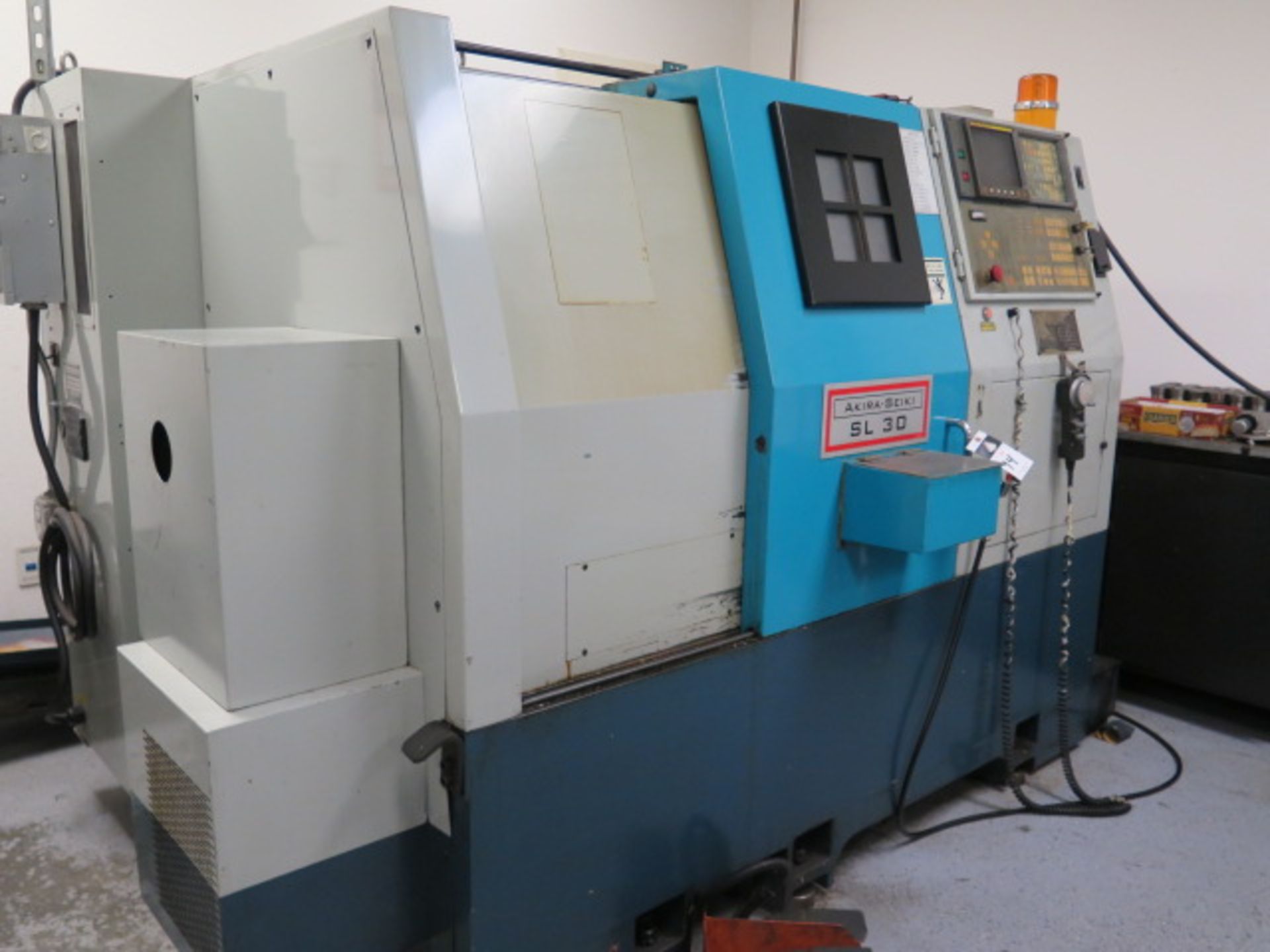 1999 Akira Seiki SL30 CNC Turning Center s/n 99TD105-056 w/ Fanuc Series 0-T Controls, SOLD AS IS - Image 3 of 14