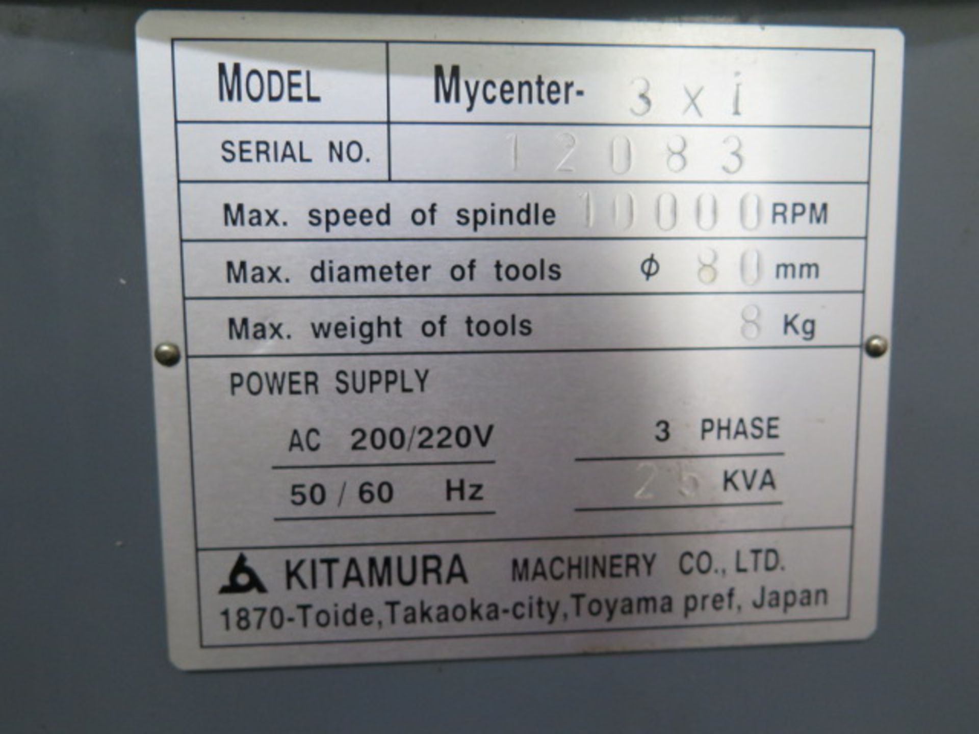 Kitamura Mycenter 3xi CNC VMC, s/n 12083 w/ Fanuc Series 16i-M Controls, 30-ATC, SOLD AS IS - Image 14 of 14