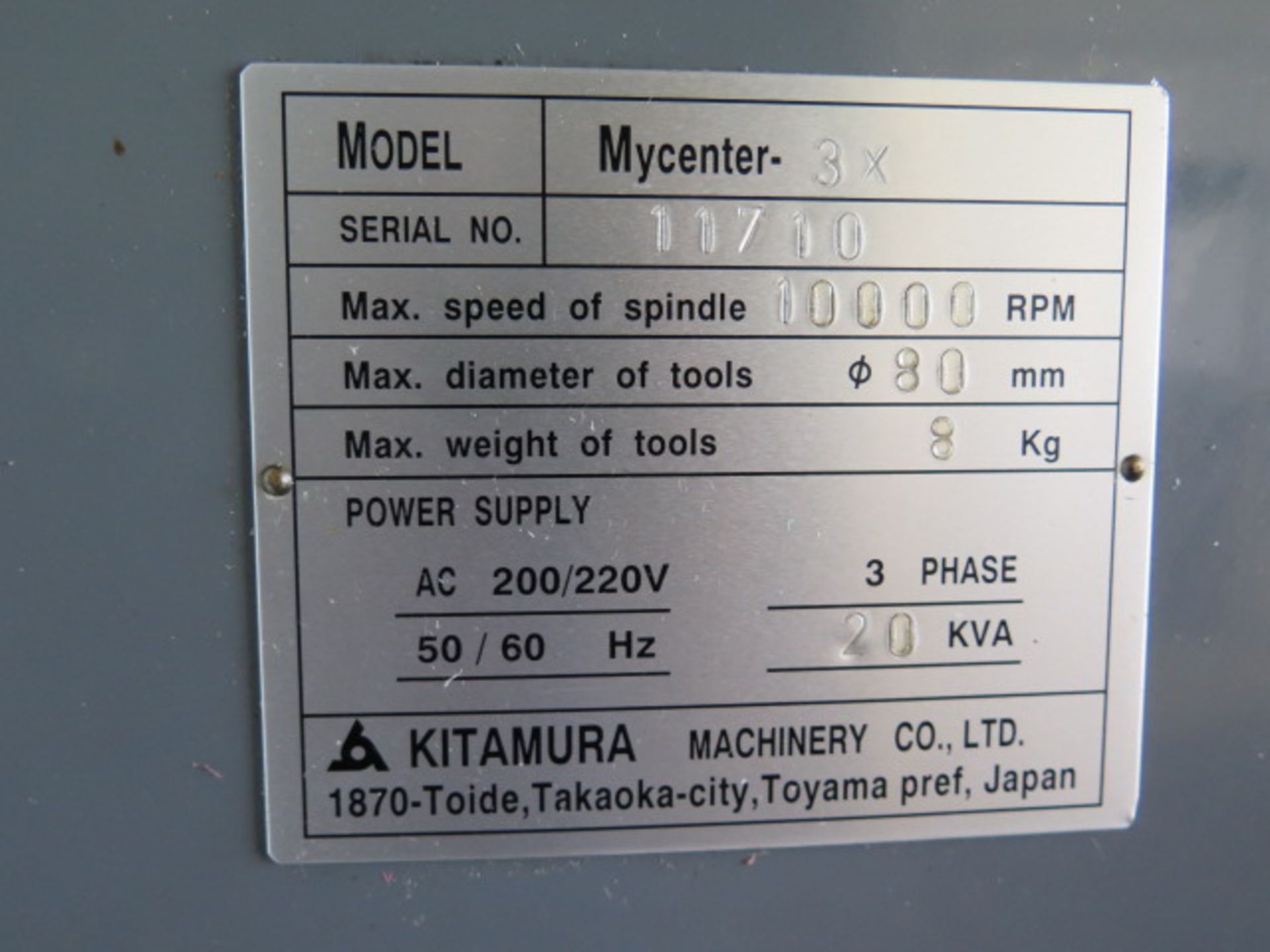 Kitamura Mycenter-3x CNC VMC s/n 11710 w/ Yasnac Controls, 24-Station STC, SOLD AS IS - Image 13 of 13