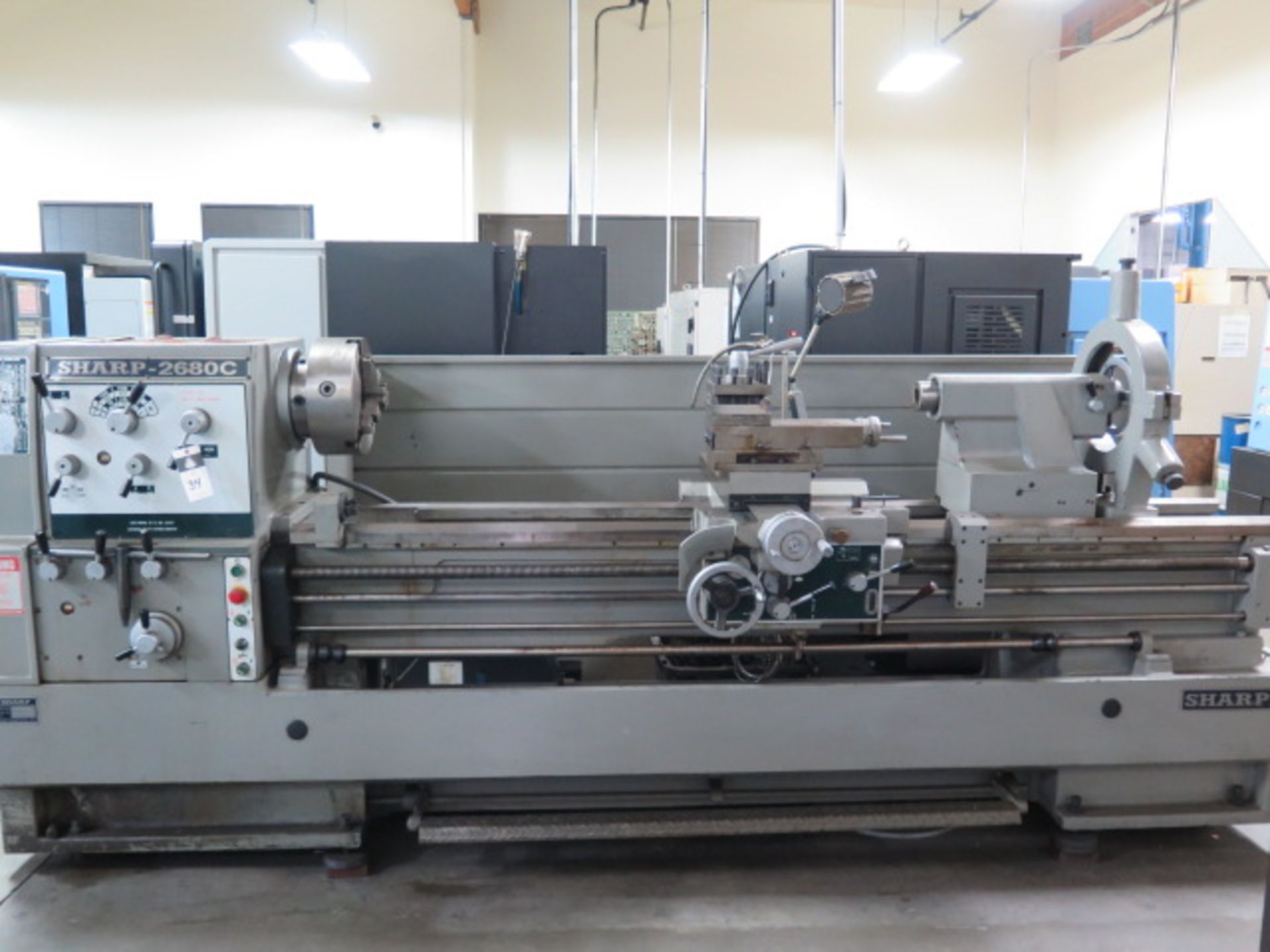 1996 Sharp 2680C 26” x 80” Geared Head – Gap Bed Lathe s/n 4812025 w/ 15-1500 RPM, SOLD AS IS