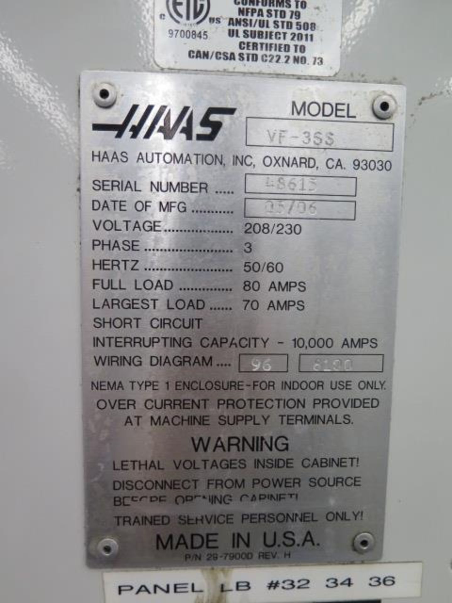 2006 Haas VF-3SS 4-Axis CNC VMC s/n 48615 w/ Haas Controls, 24-Station Side, SOLD AS IS - Image 17 of 17