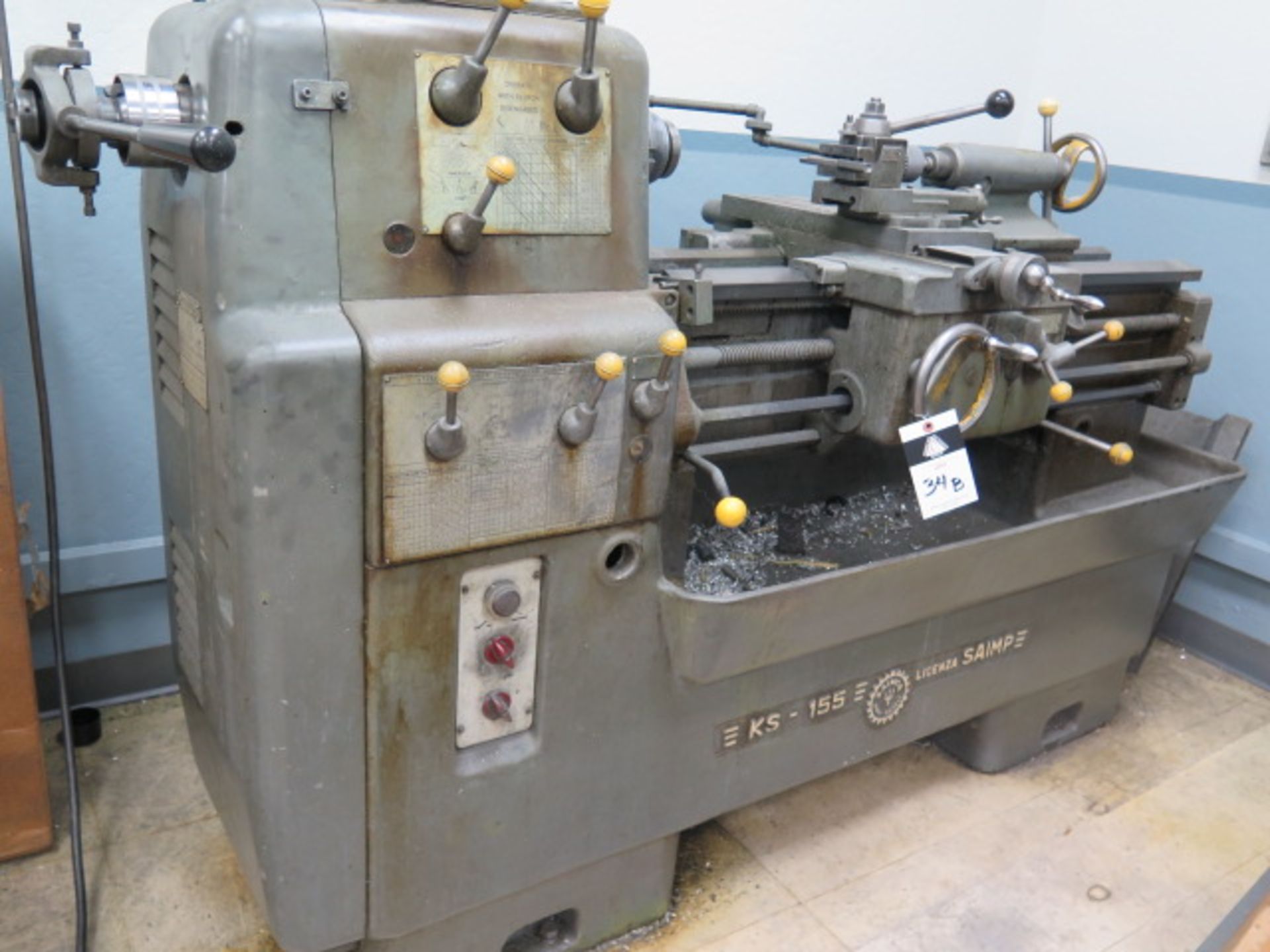 Saimp KS-155 Geared Head Lathe s/n 2636 w/ 45-1500 RPM, Inch/mm Threading, Tailstock, SOLD AS IS - Image 2 of 12