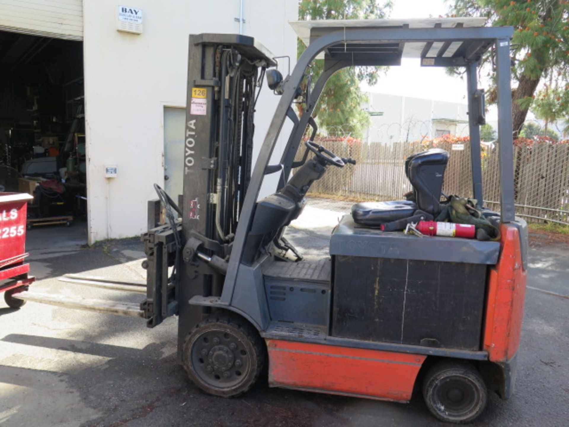 Toyota 8FBCU20 Single-Double Electric Forklift s/n 62017 w/3-Stage Mast, 187” Lift Height,SOLD AS IS