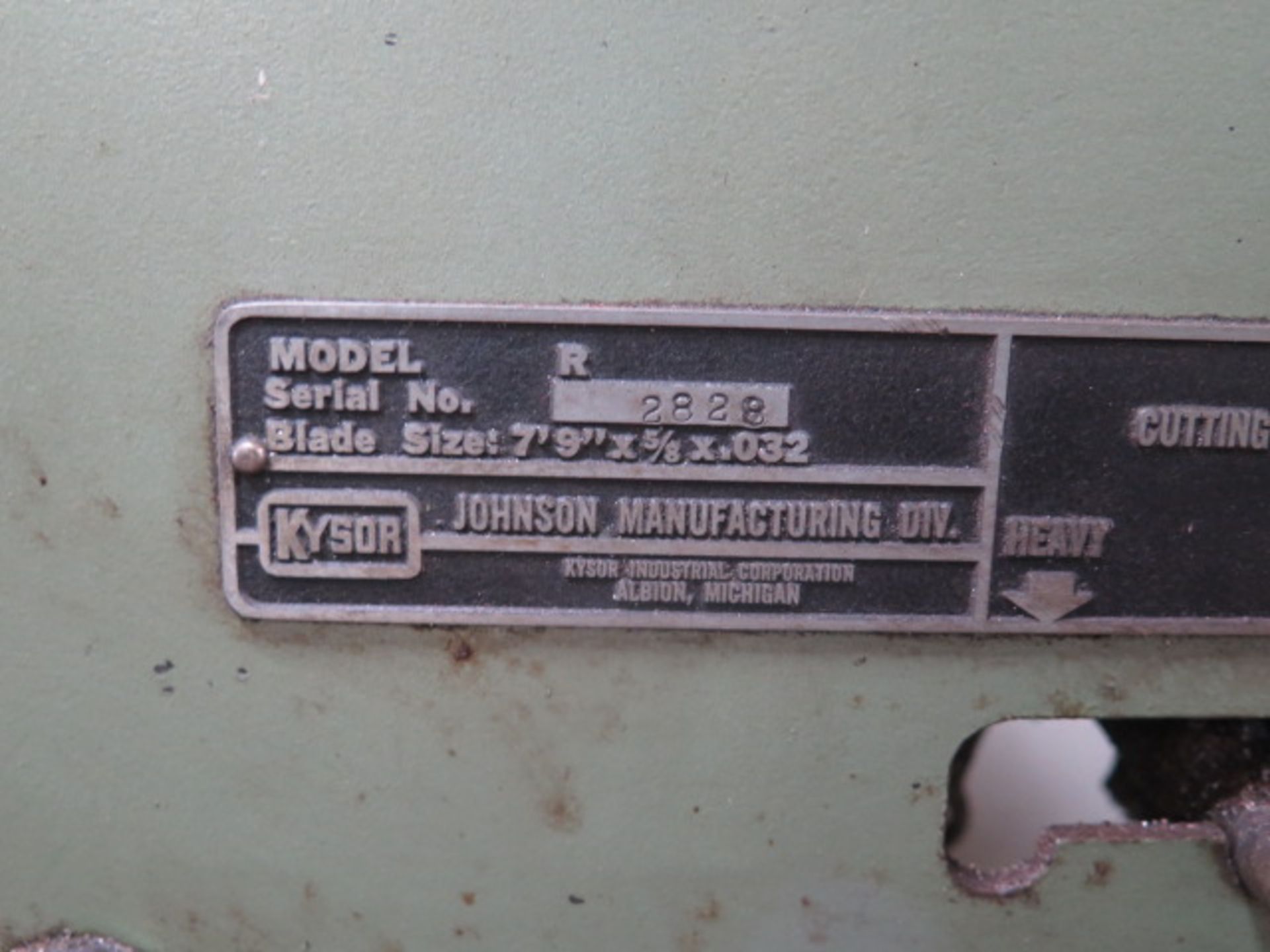 Kysor Johnson mdl. R Horizontal Band Saw s/n 2828 w/ Manual Clamping (SOLD AS-IS - NO WARRANTY) - Image 6 of 6