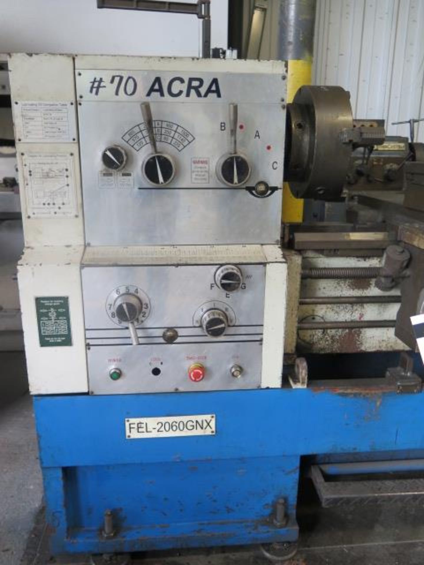 Acra FEL-2060GNX 20” x 60” Geared Head Gap Lathe w/ 32-1500 RPM, 3 1/8” Thru Spindle Bore,SOLD AS IS - Image 4 of 16