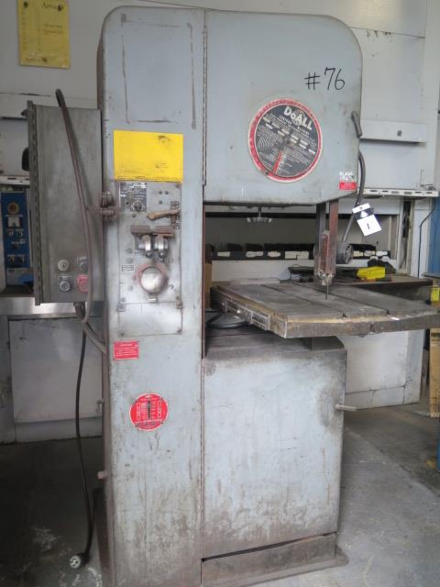 DoAll 2012-1A 20” Vertical Band Saw s/n 340-78413 w/ Blade Welder, 50-5200 FPM, SOLD AS IS
