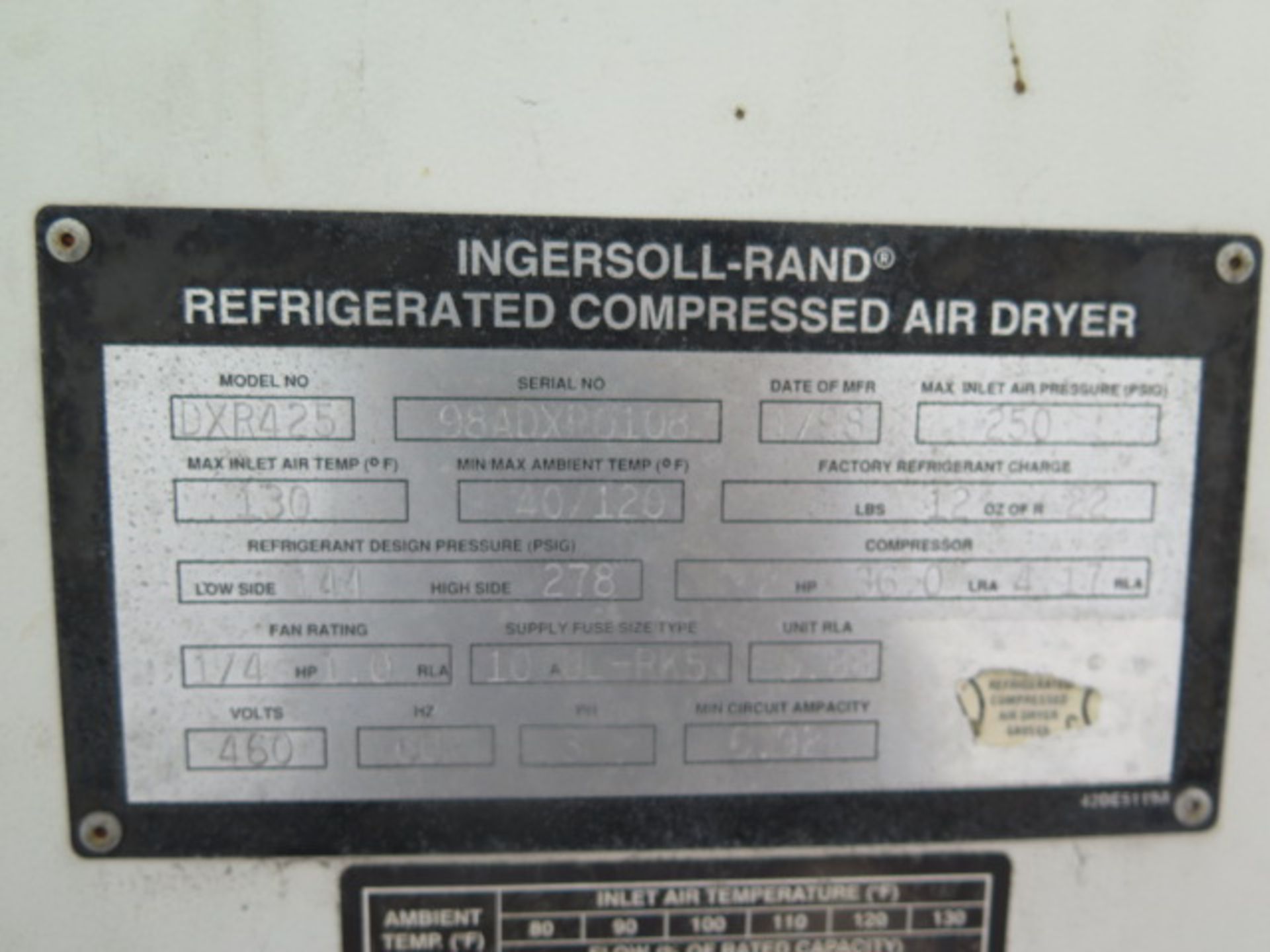 Ingersoll Tand DXR425 Refrigerated Air Dryer s/n 98ADXR0108 (SOLD AS-IS - NO WARRANTY) - Image 6 of 6