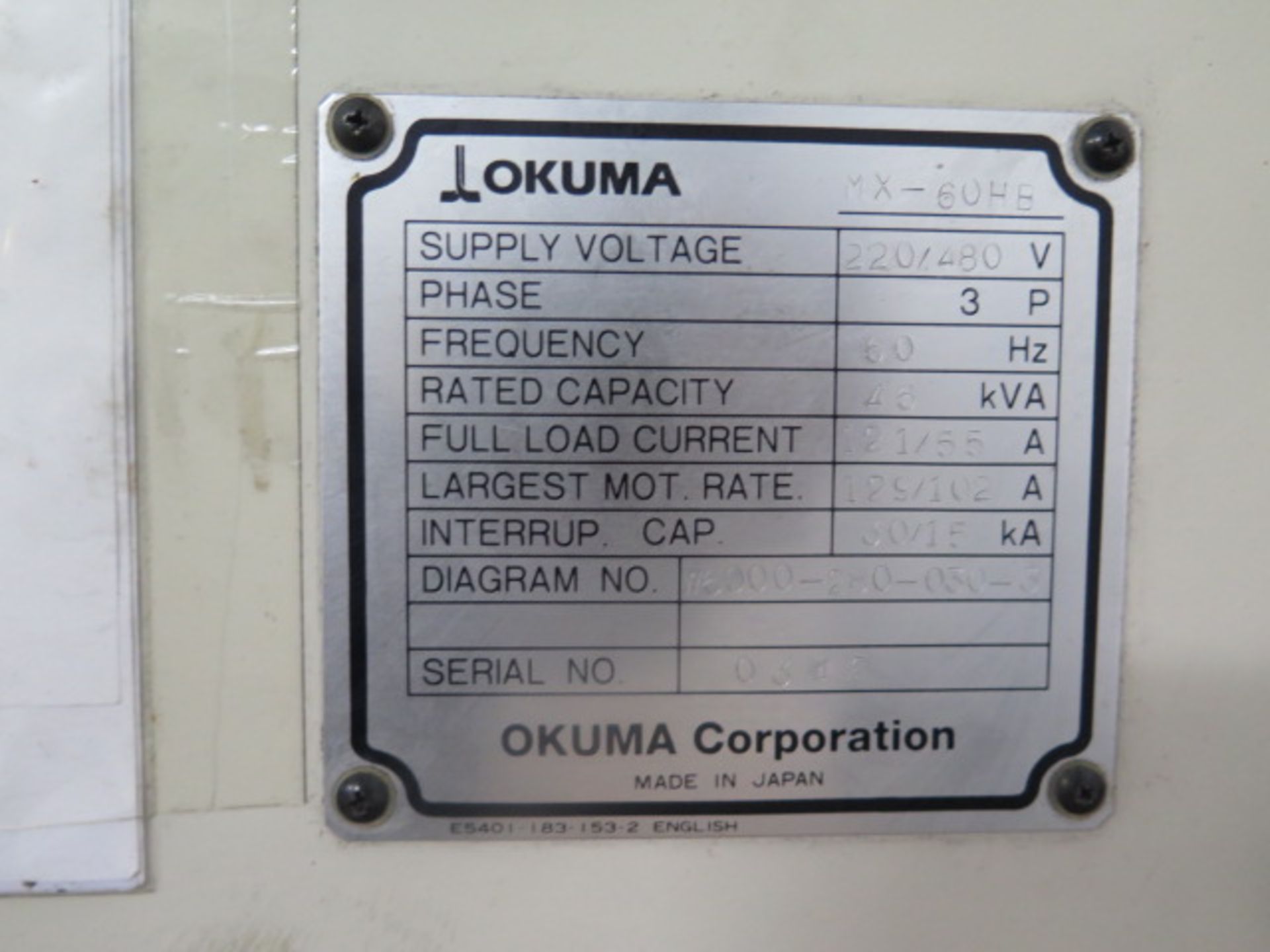 Okuma MX-60HB 2-Pallet 4-Axis CNC HMC s/n 11020342 w/ Okuma OSP-U100M, SOLD AS IS - Image 30 of 30