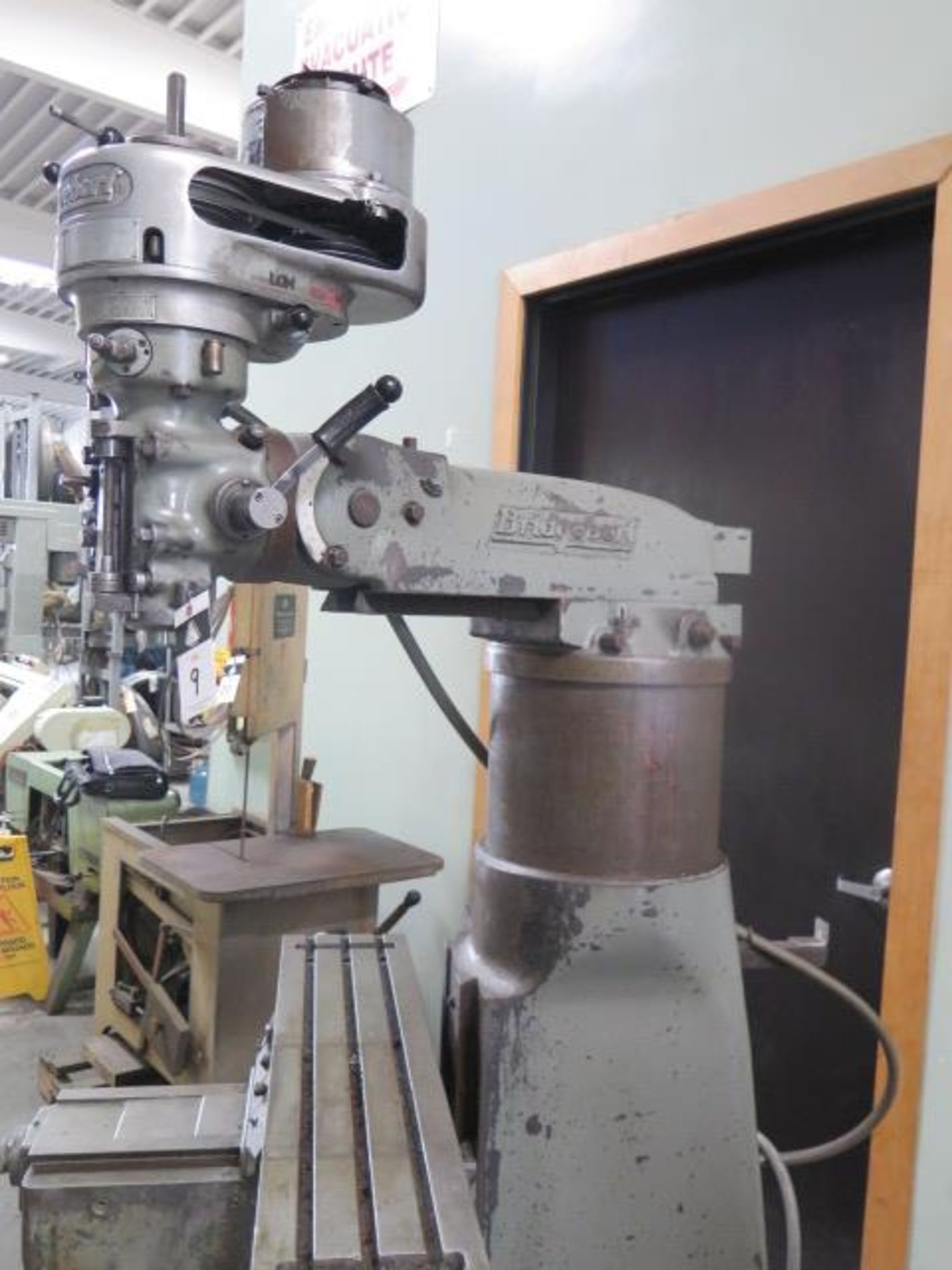 Bridgeport Vertical Mill w/ 1Hp Motor, 80-2720 RPM, 8-Speeds, 11” Riser, 9” x 42” Table SOLD AS IS - Image 6 of 11
