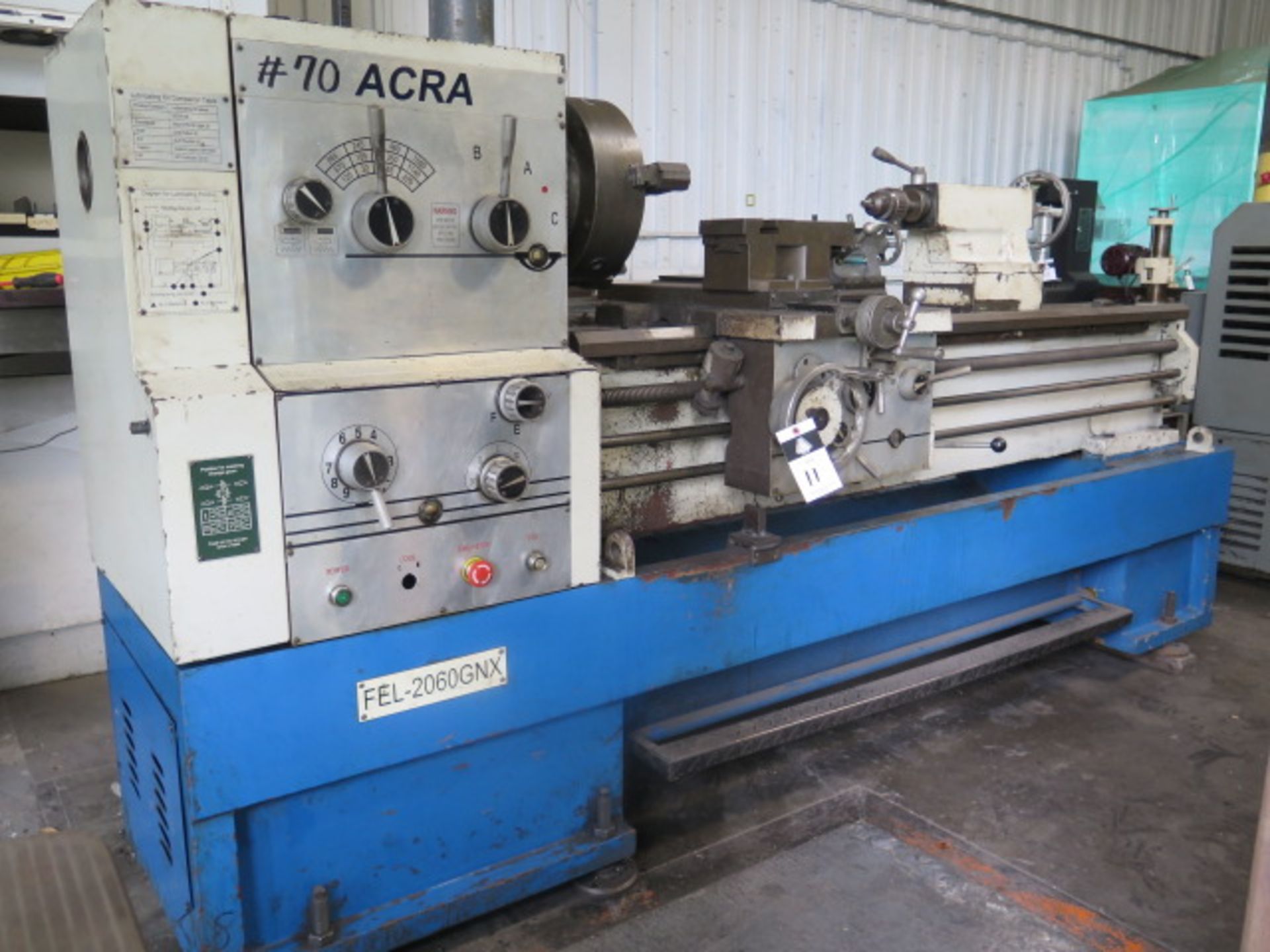 Acra FEL-2060GNX 20” x 60” Geared Head Gap Lathe w/ 32-1500 RPM, 3 1/8” Thru Spindle Bore,SOLD AS IS