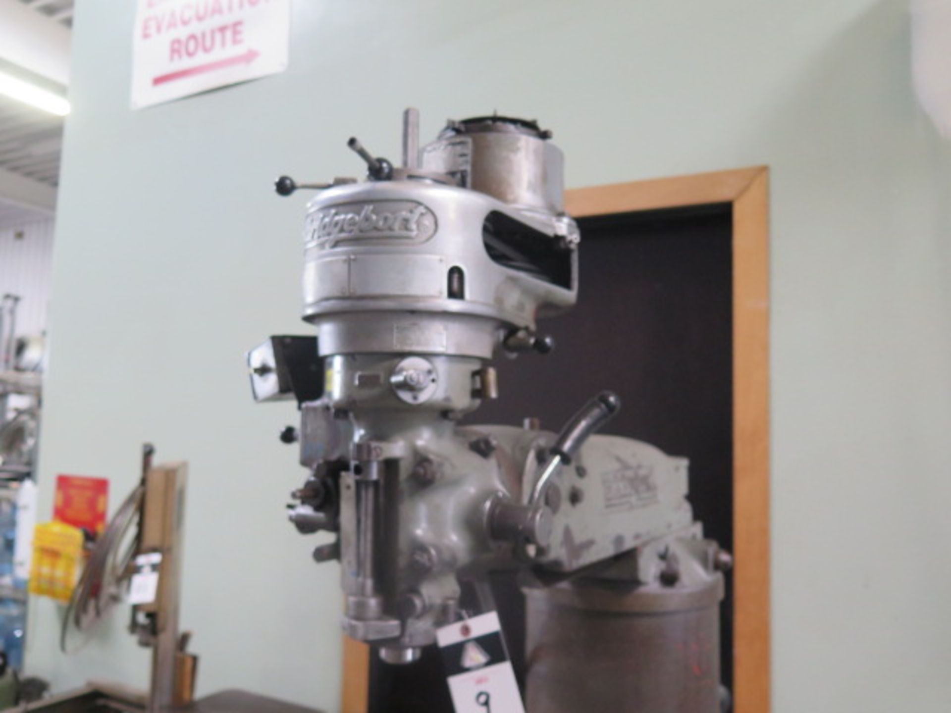 Bridgeport Vertical Mill w/ 1Hp Motor, 80-2720 RPM, 8-Speeds, 11” Riser, 9” x 42” Table SOLD AS IS - Image 4 of 11