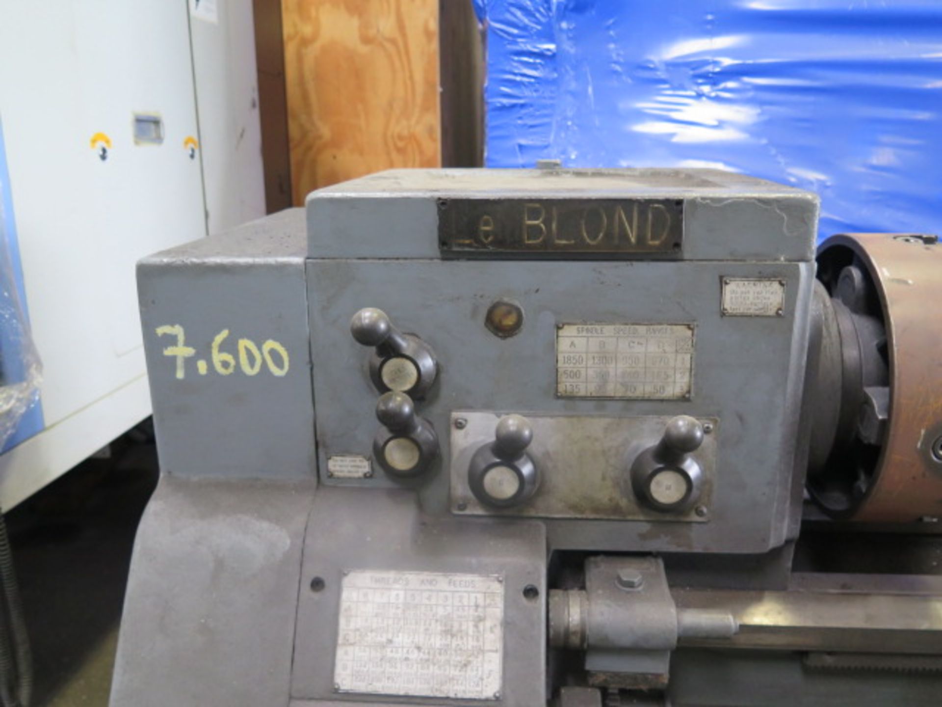 LeBlond 16” x 42” Geared Head Lathe w/ 50-1850 RPM, Inch Threading, 12” 4-Jaw Chuck, SOLD AS IS - Image 5 of 12
